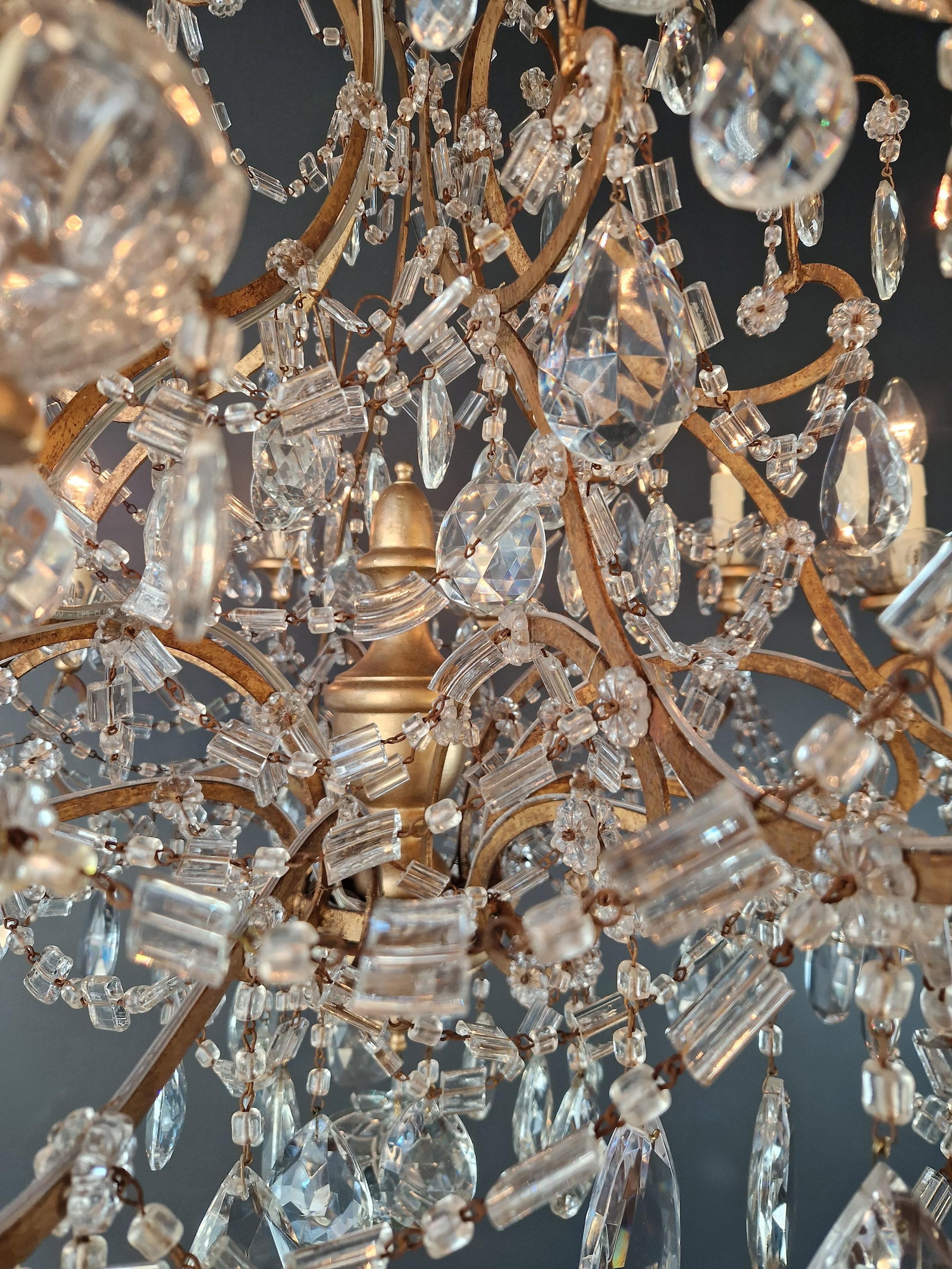 Late 19th Century Large Crystal Rustic Antique Chandelier Classic Traditional Solid Wide Glass - 9