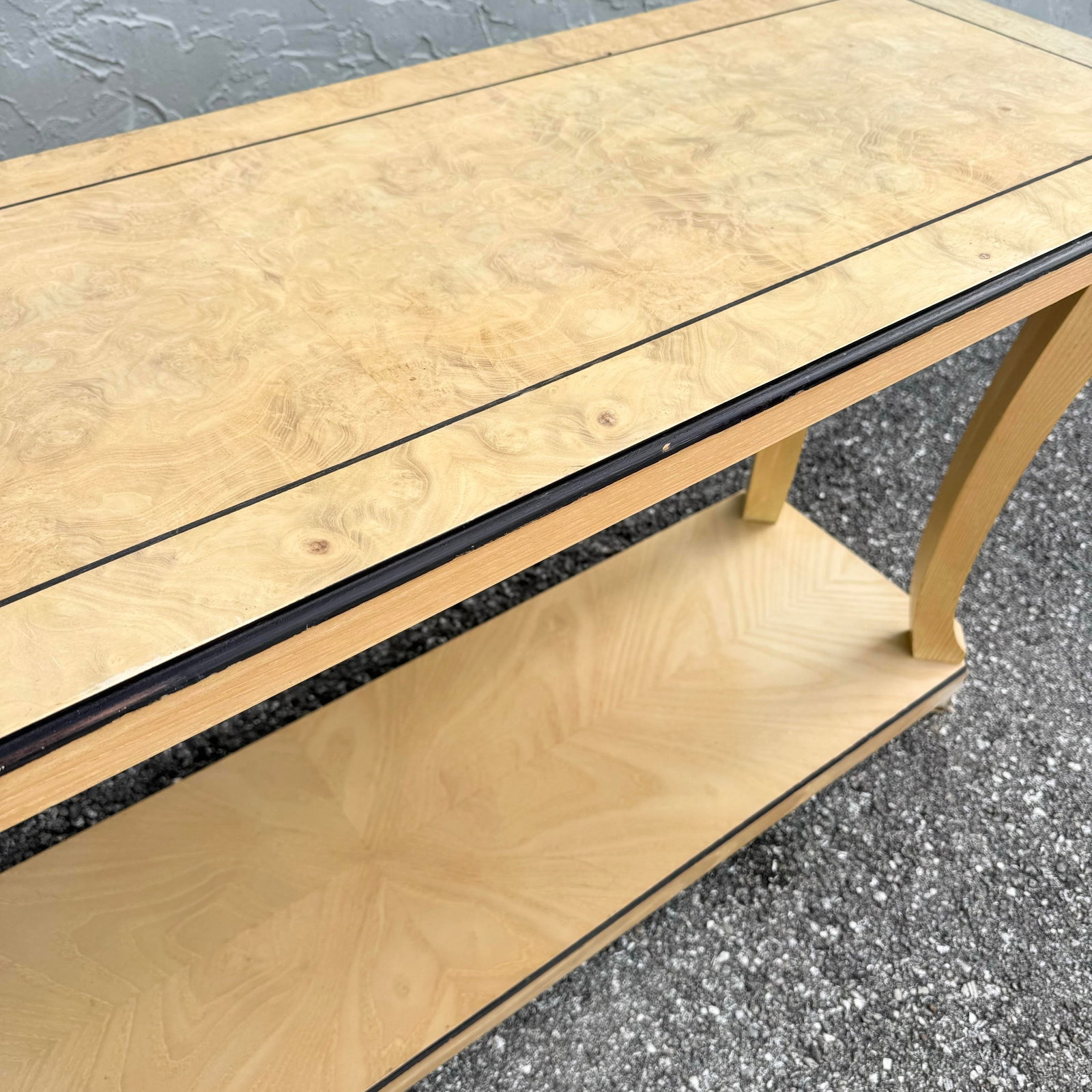 Vintage Art Deco Burlwood Console Table - 3