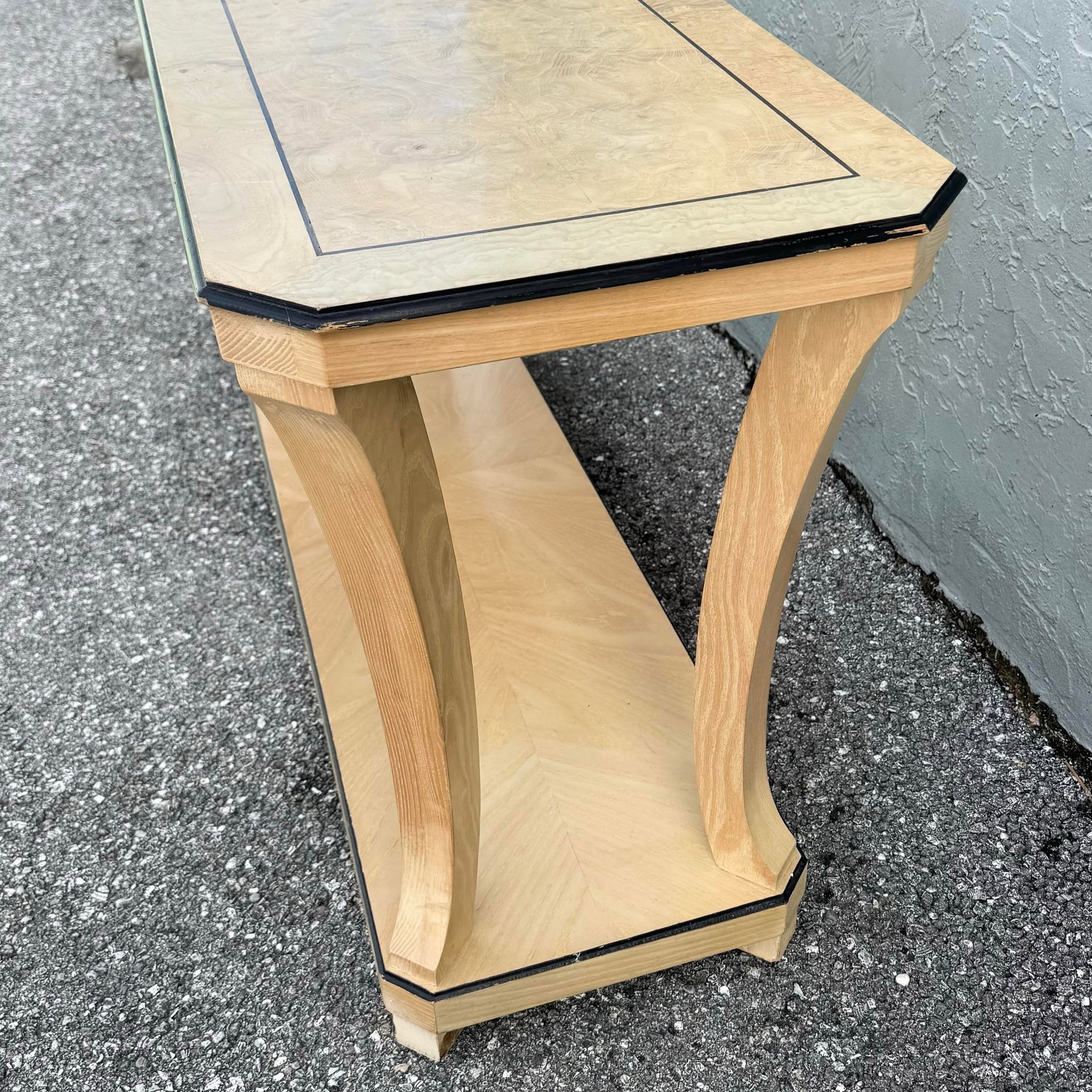 Vintage Art Deco Burlwood Console Table - 6
