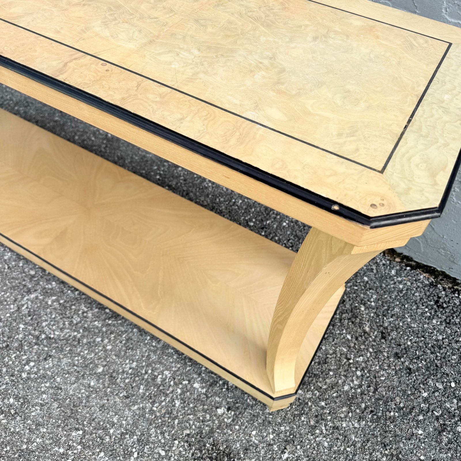 Vintage Art Deco Burlwood Console Table - 7