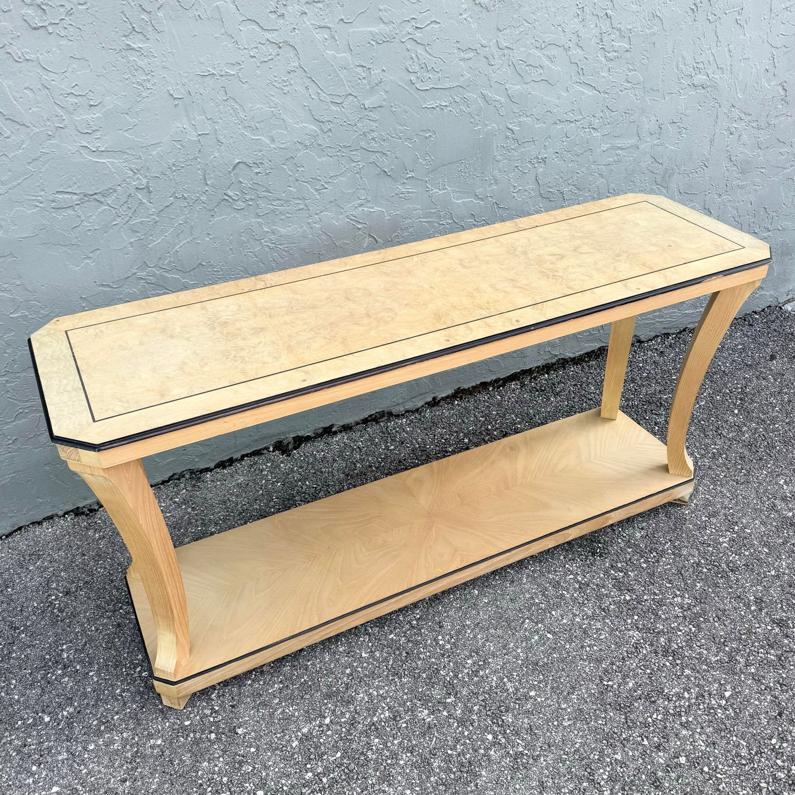 Vintage Art Deco Burlwood Console Table - 8