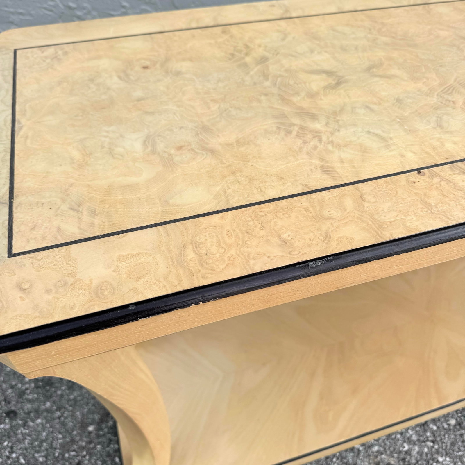 Vintage Art Deco Burlwood Console Table - 9