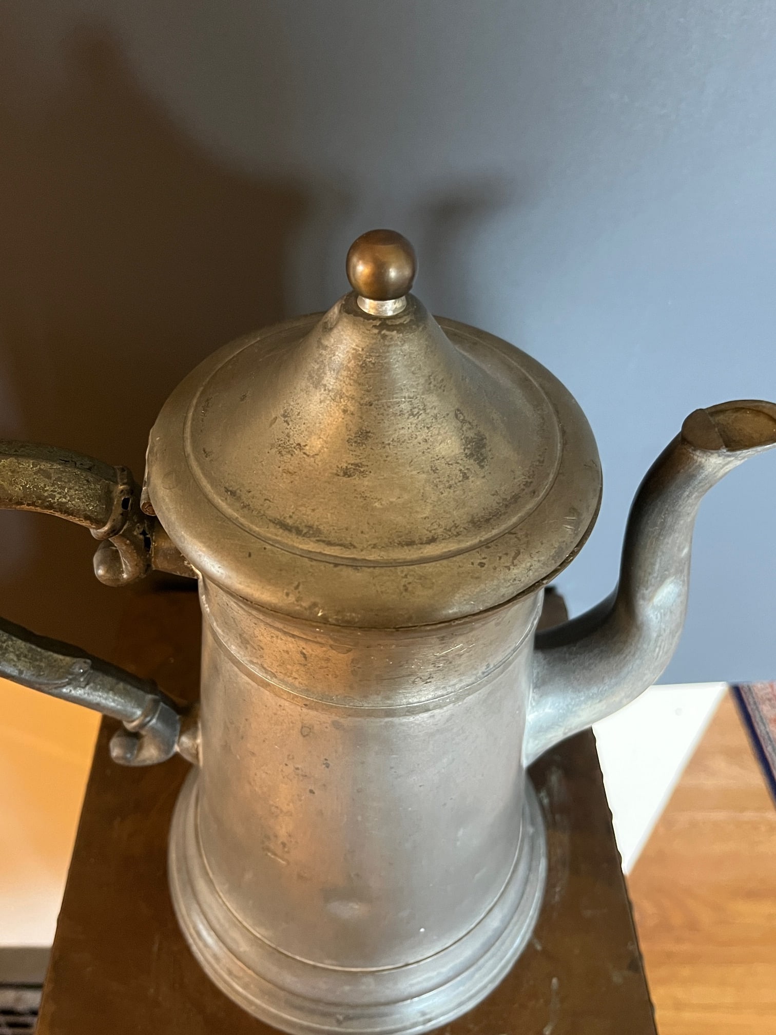 Antique j.b. Graves Troy Ny Pewter Lighthouse Coffee Pot, C. 1848, 12" Tall - 3