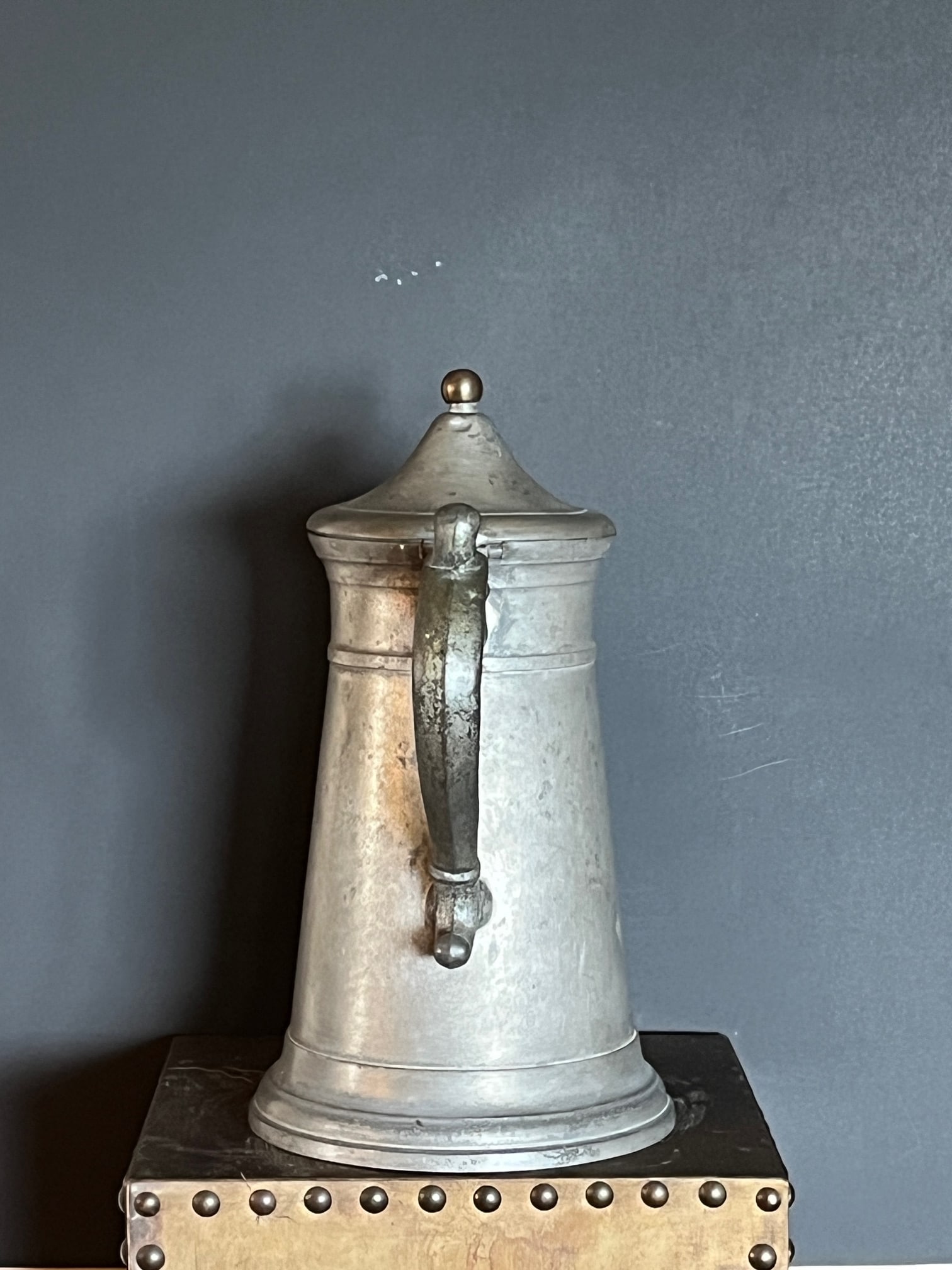Antique j.b. Graves Troy Ny Pewter Lighthouse Coffee Pot, C. 1848, 12" Tall - 7