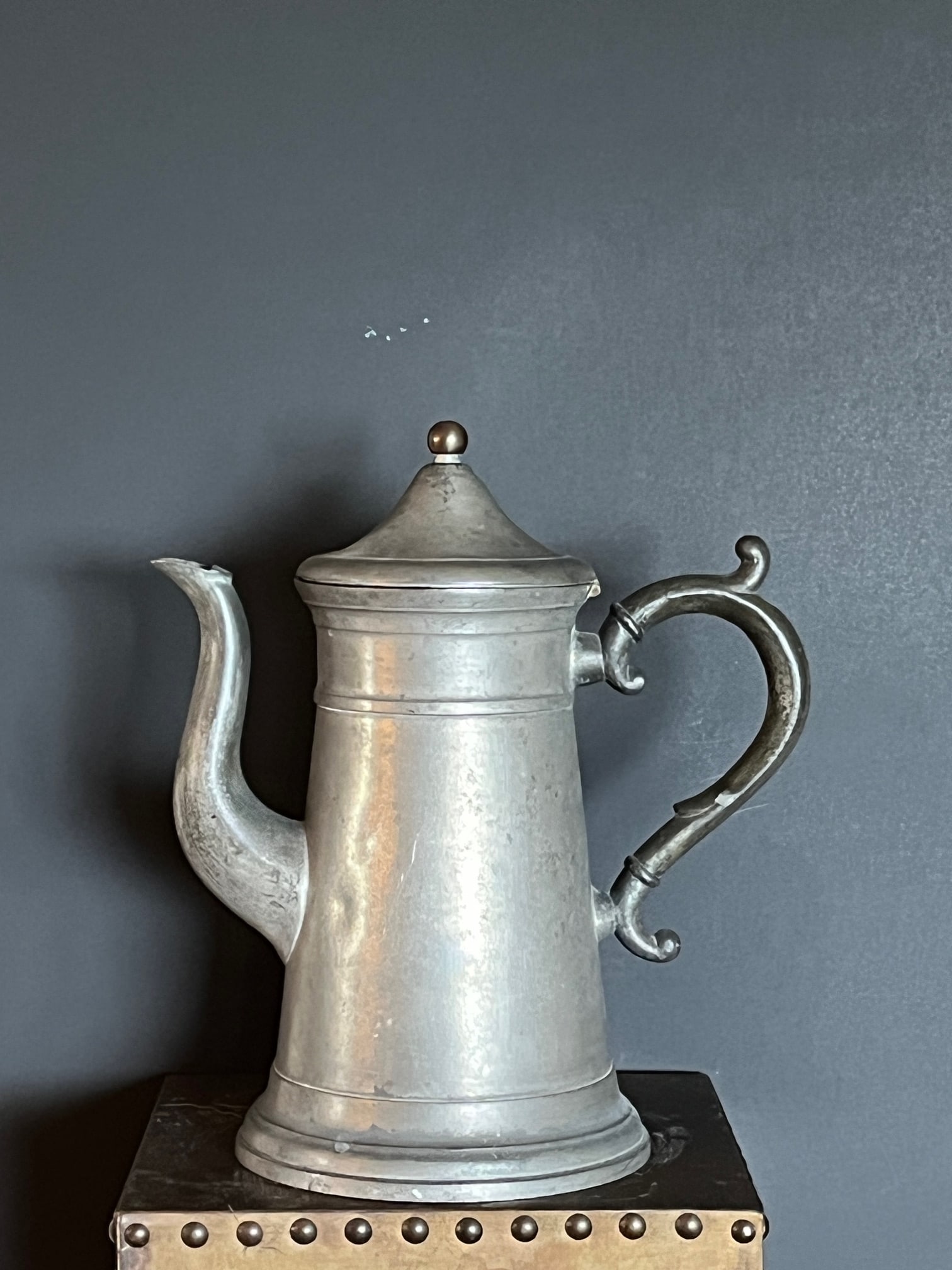 Antique j.b. Graves Troy Ny Pewter Lighthouse Coffee Pot, C. 1848, 12" Tall - 8