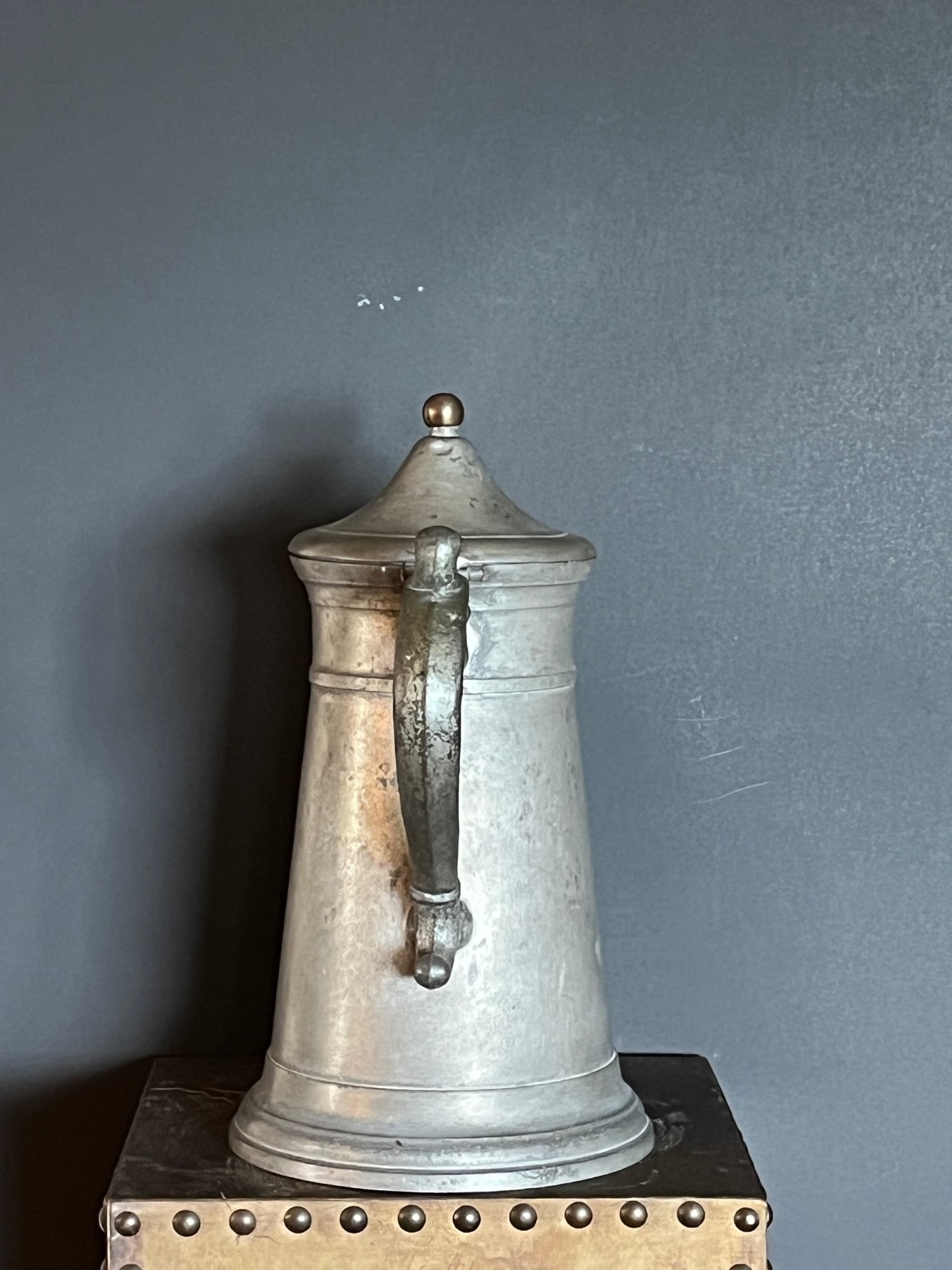 Antique j.b. Graves Troy Ny Pewter Lighthouse Coffee Pot, C. 1848, 12" Tall - 9