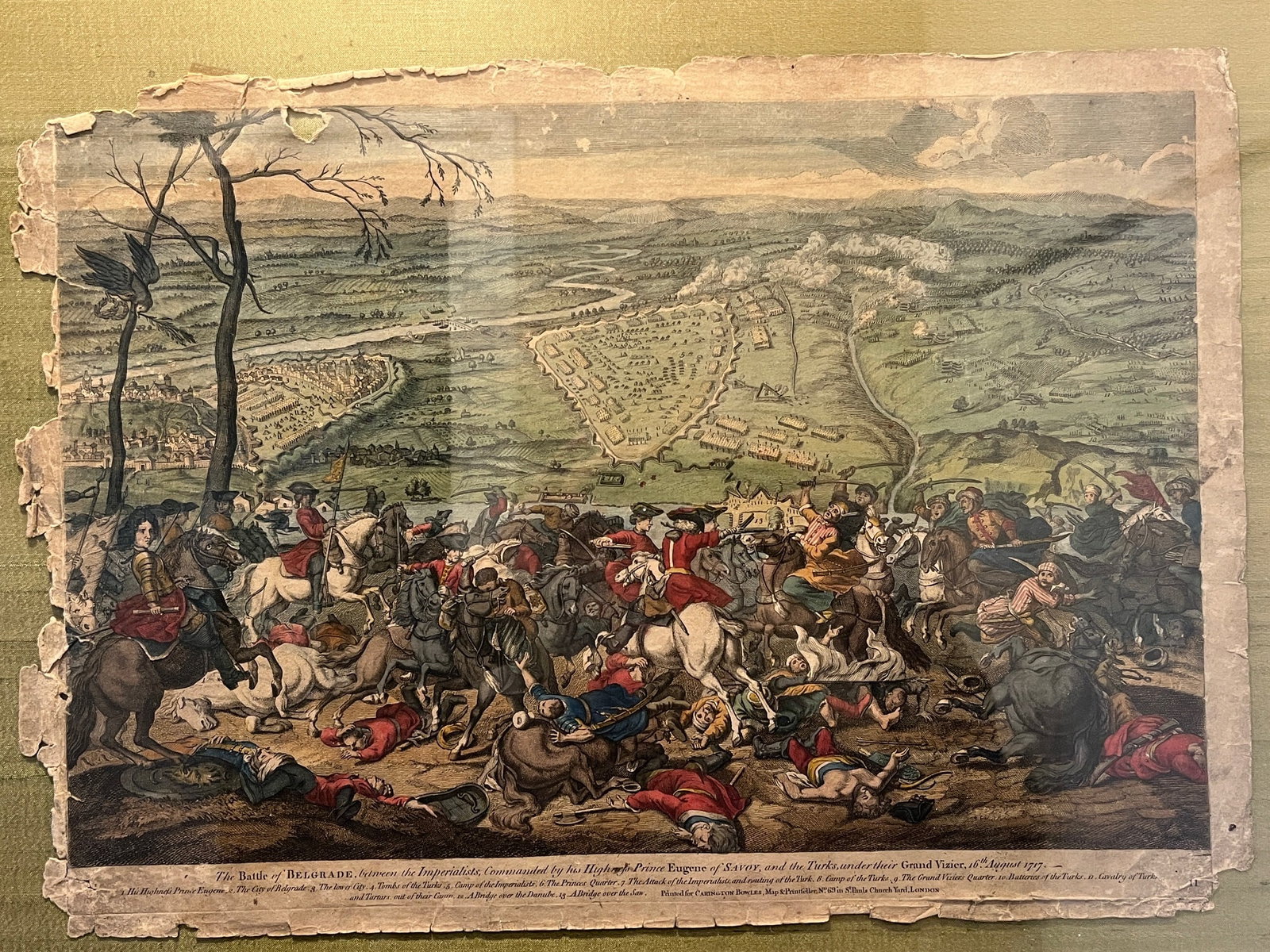 1717 Battle of Belgrade Hand-Colored Engraving Prince Eugene of Savoy - 11