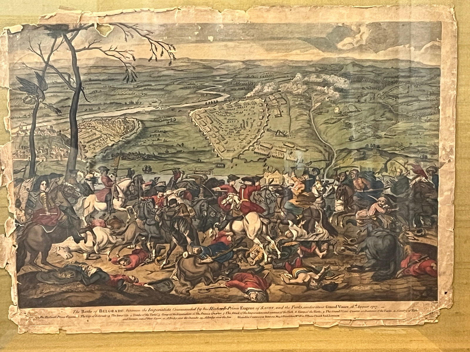 1717 Battle of Belgrade Hand-Colored Engraving Prince Eugene of Savoy - 2