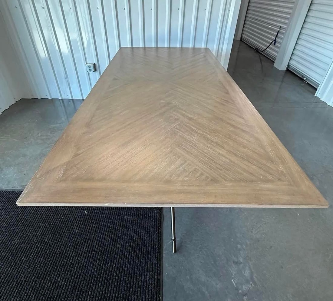Gabby "Davenport" Cerused Mindi Wood Dining Table on Iron Faux Bamboo Base - 3
