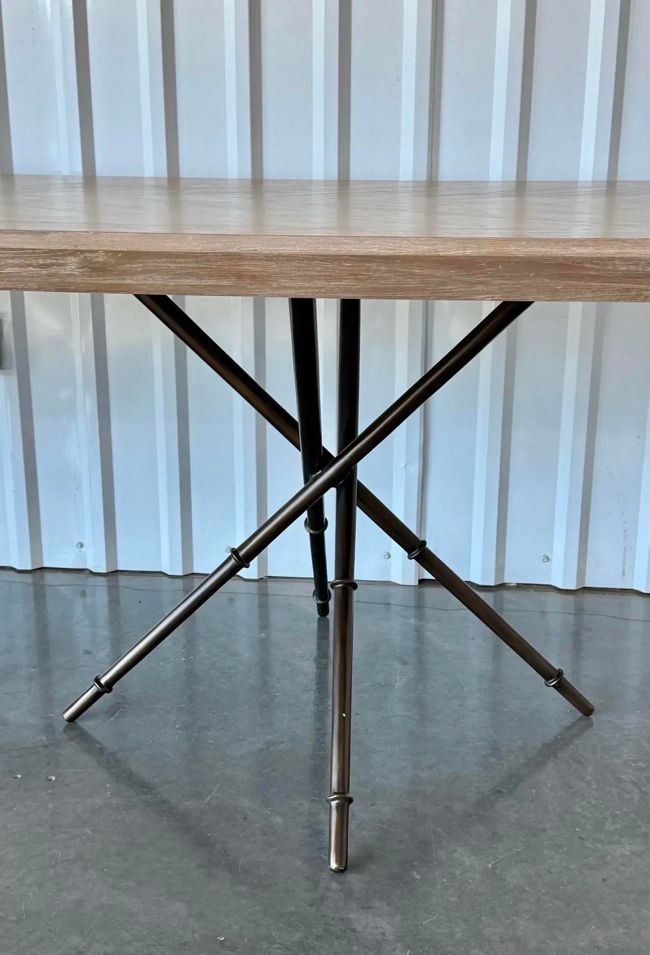 Gabby "Davenport" Cerused Mindi Wood Dining Table on Iron Faux Bamboo Base - 4