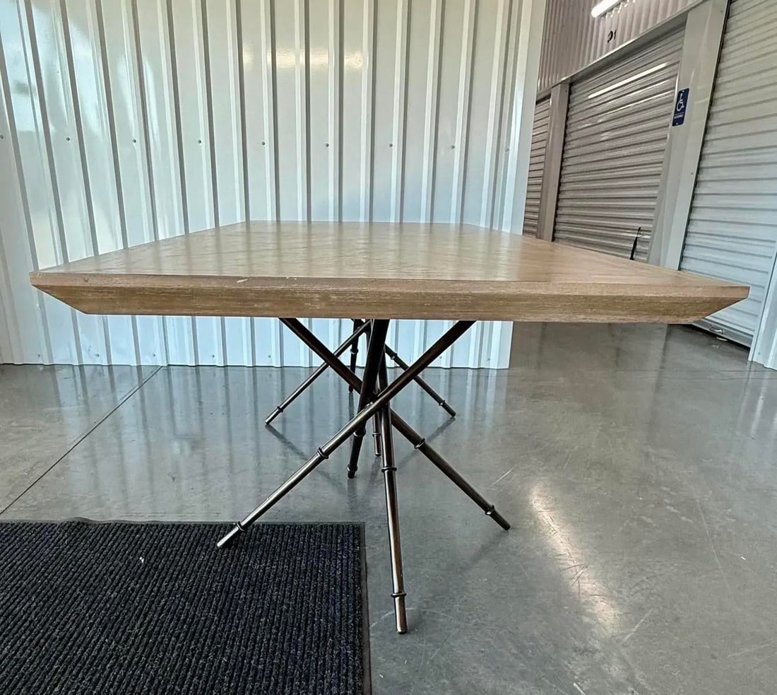 Gabby "Davenport" Cerused Mindi Wood Dining Table on Iron Faux Bamboo Base - 6