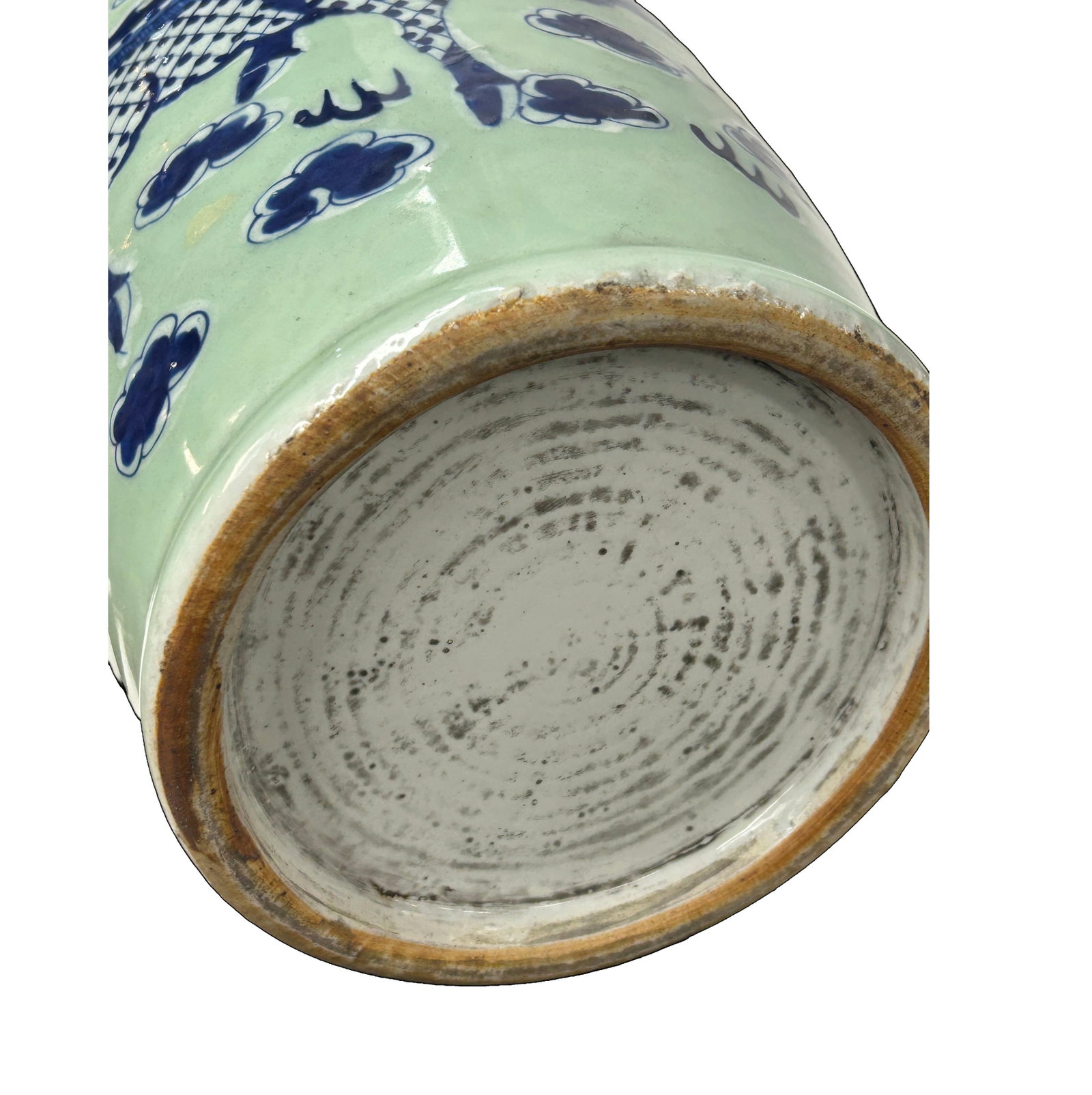 Pair Chinese Light Celadon Blue Kirin Graphic Tall Porcelain Art Vases - 17