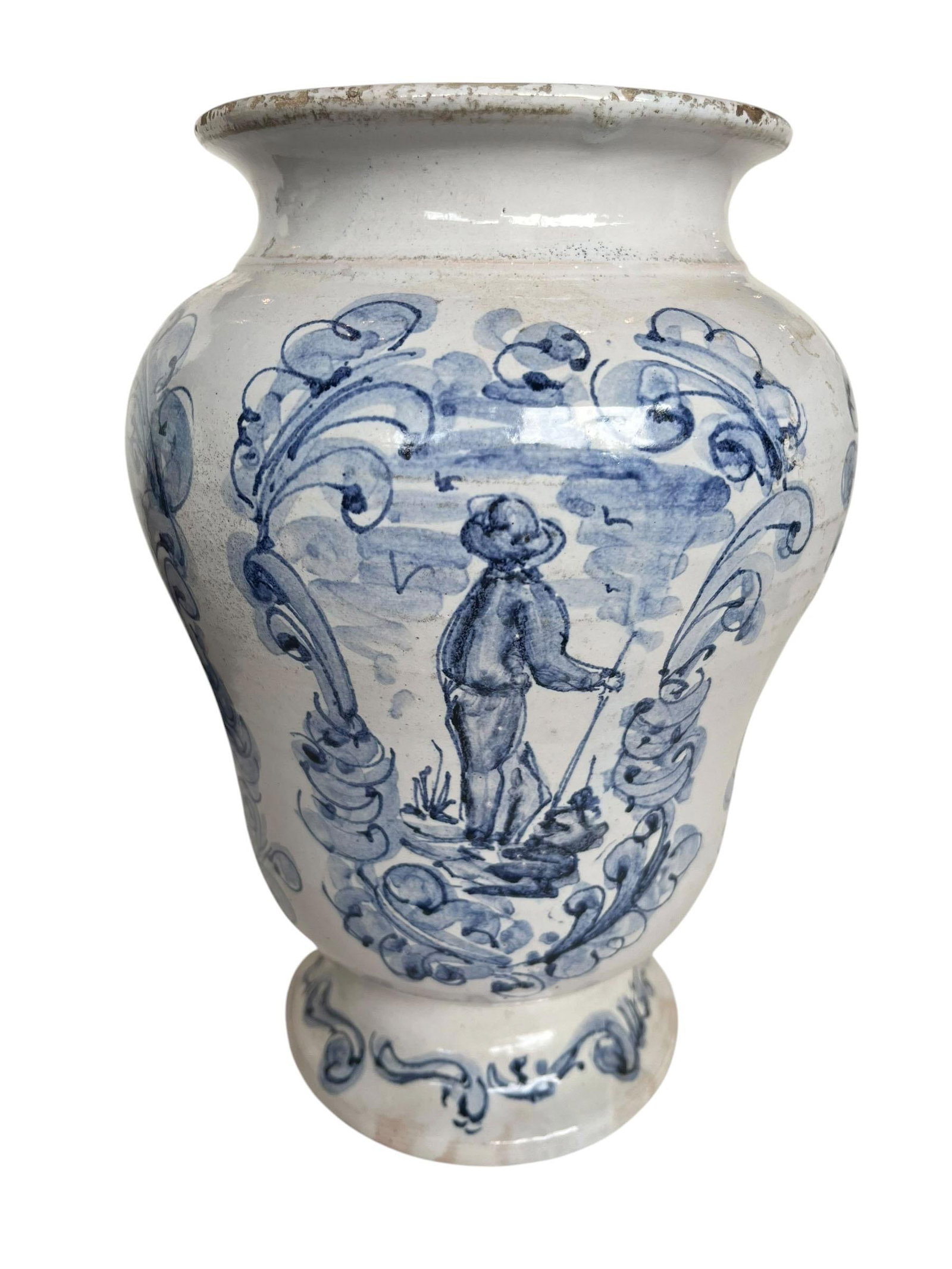 Antique Italian Blue and White Pottery Vessel - 2