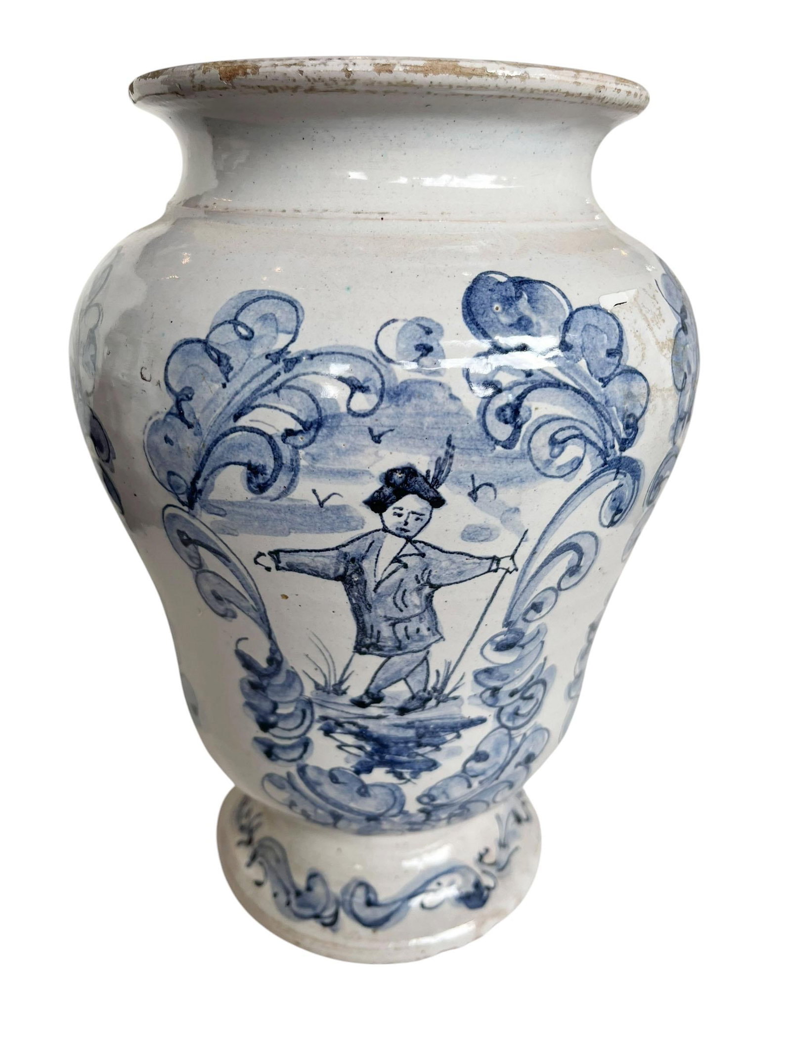Antique Italian Blue and White Pottery Vessel - 3
