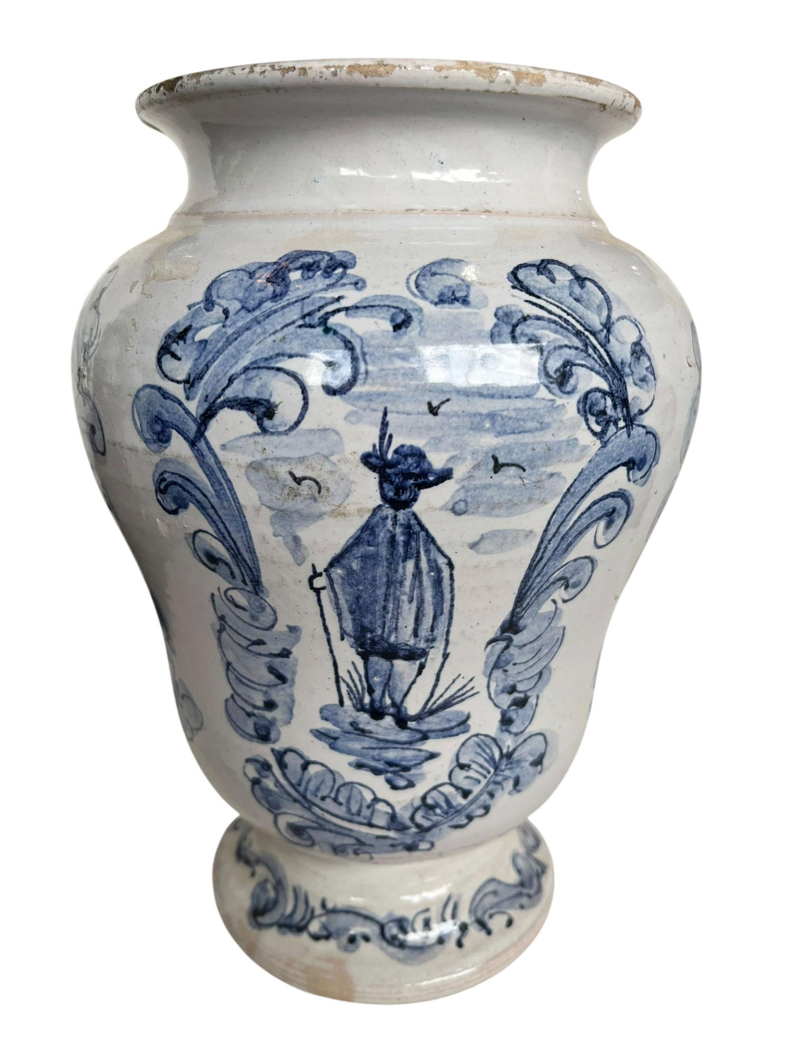 Antique Italian Blue and White Pottery Vessel - 4