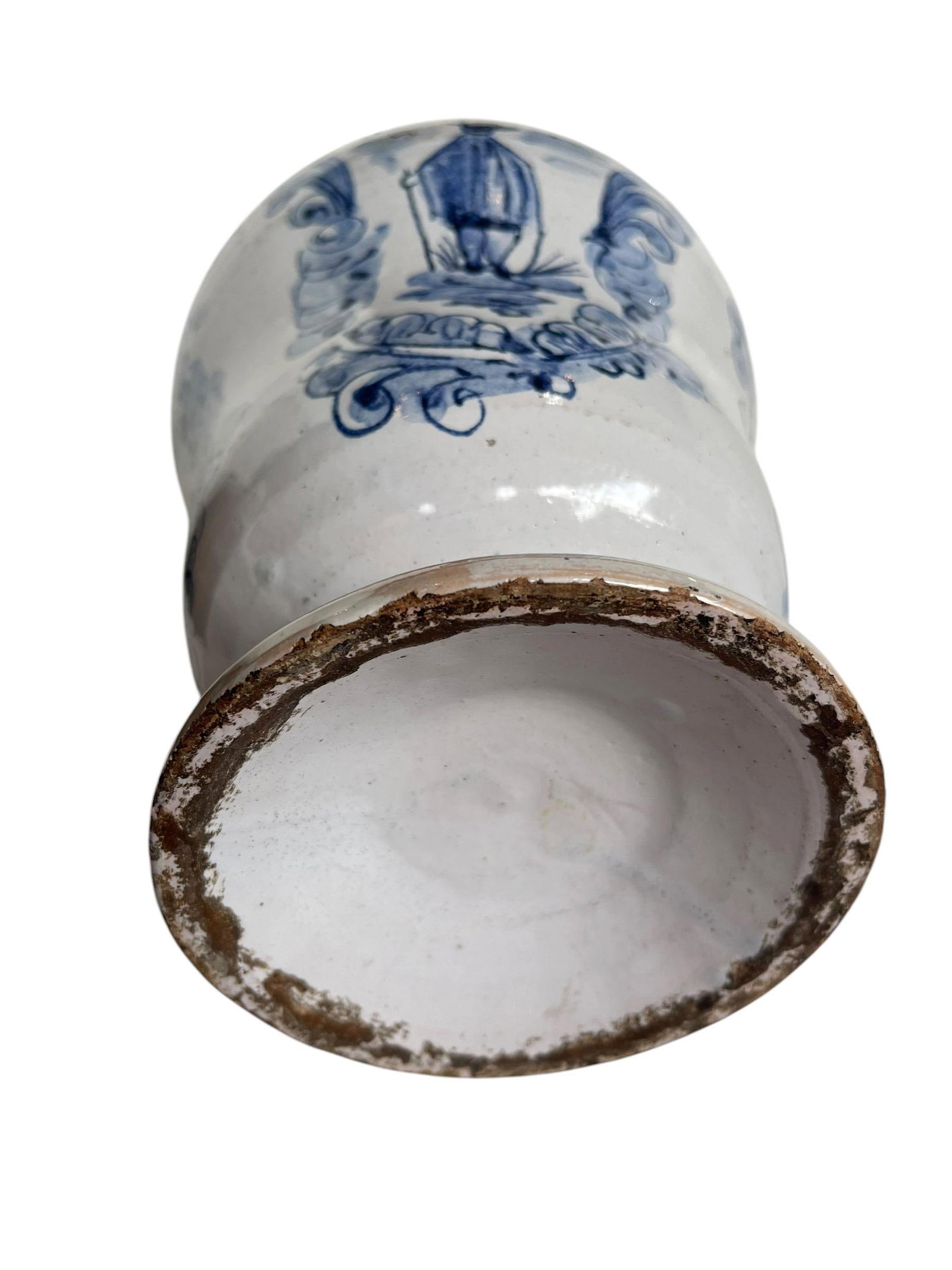 Antique Italian Blue and White Pottery Vessel - 6