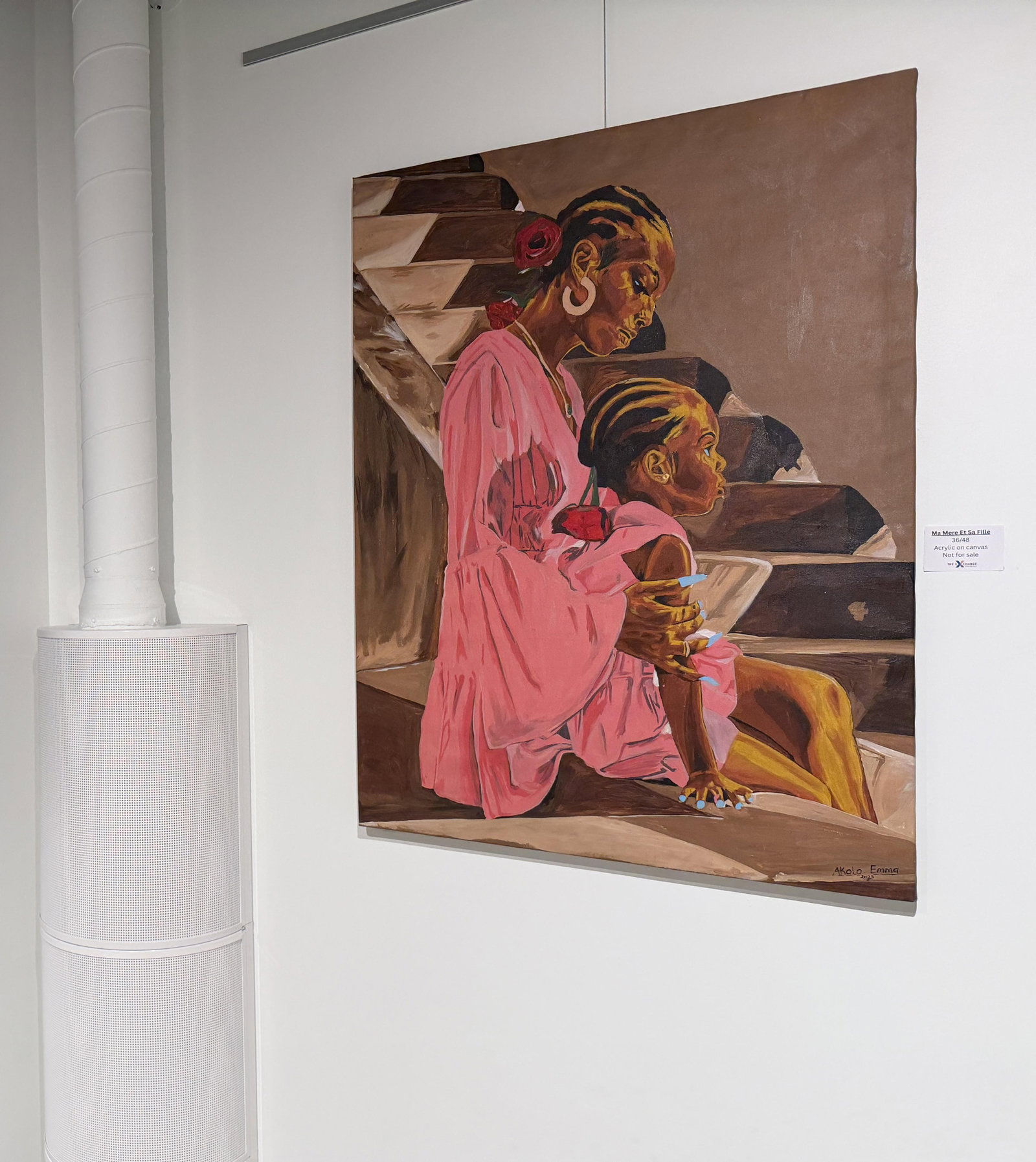 Ma Mere Et Sa Fille Acrylic Painting on Canvas by Emmanuel Akolo - 2