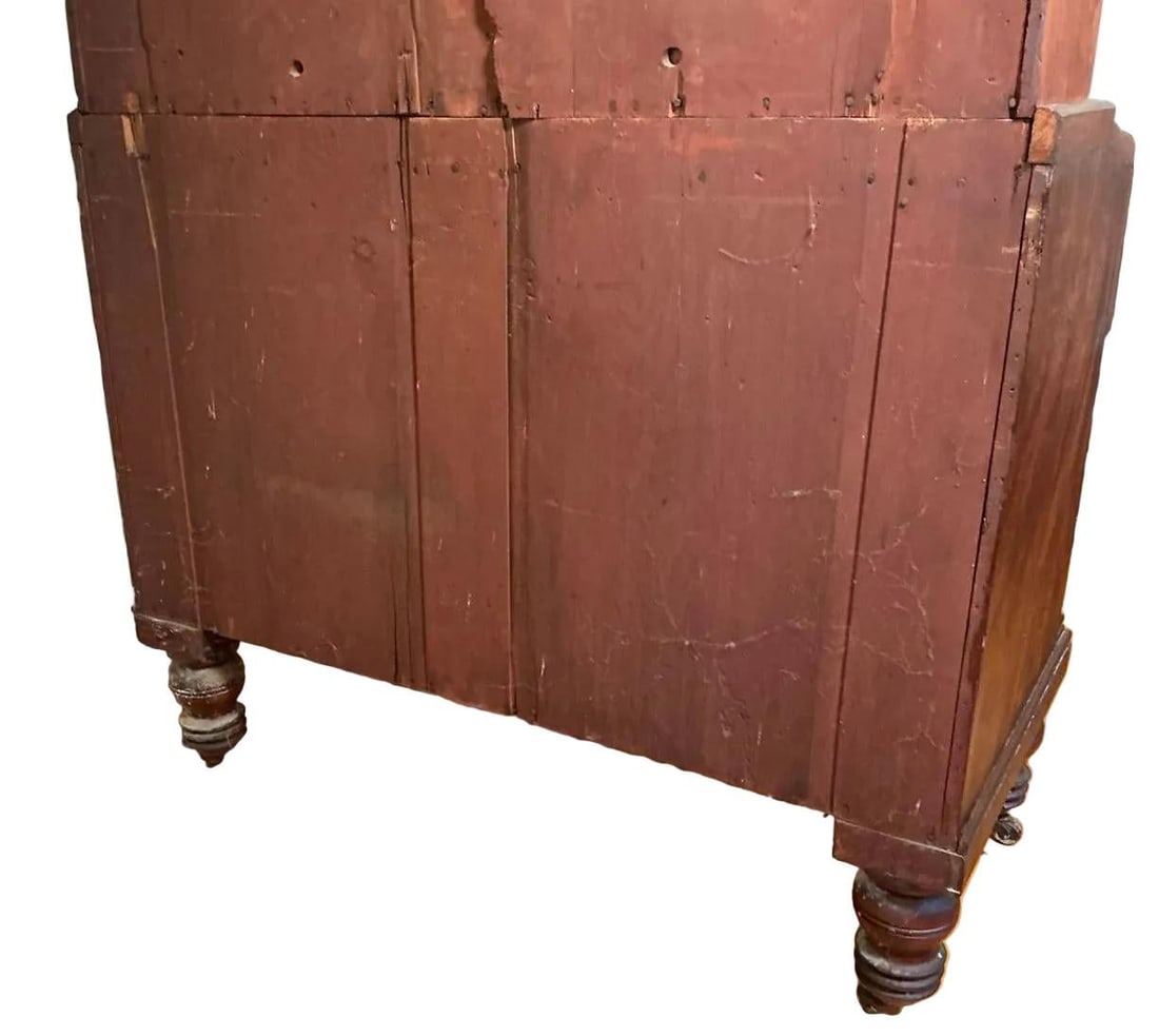 Antique American Federal Style Flame Mahogany Secretary-Bookcase Early 1800 - 10