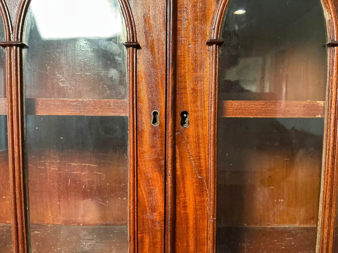 Antique American Federal Style Flame Mahogany Secretary-Bookcase Early 1800 - 12