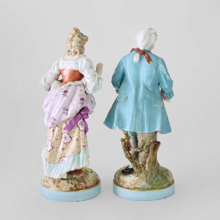 Pair of Large Meissen Style Porcelain Figures of Woman & Man Gardeners C1890 - 5