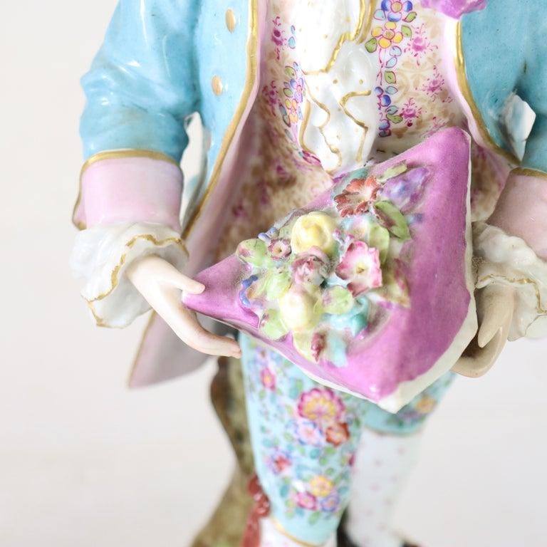 Pair of Large Meissen Style Porcelain Figures of Woman & Man Gardeners C1890 - 7