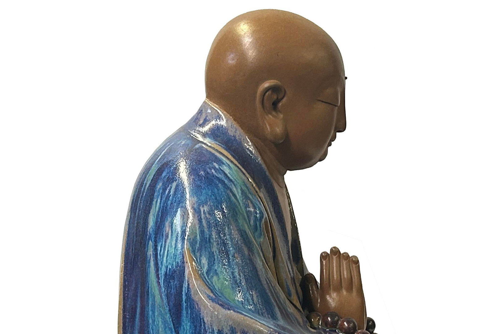 Fine Chinese Shiwan-Style Ceramic Luohan Amitabha in Deep Sea Glaze - 11