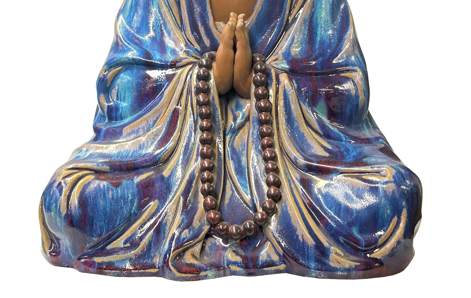 Fine Chinese Shiwan-Style Ceramic Luohan Amitabha in Deep Sea Glaze - 3