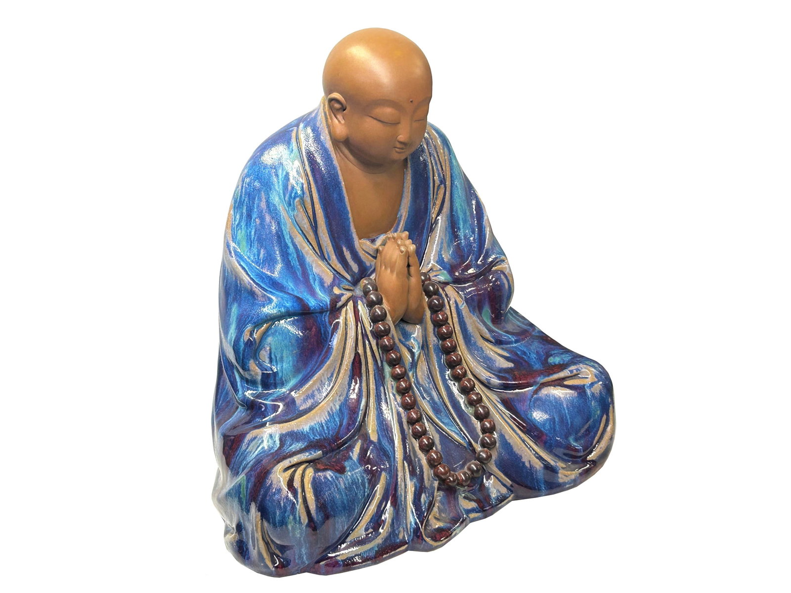Fine Chinese Shiwan-Style Ceramic Luohan Amitabha in Deep Sea Glaze - 8