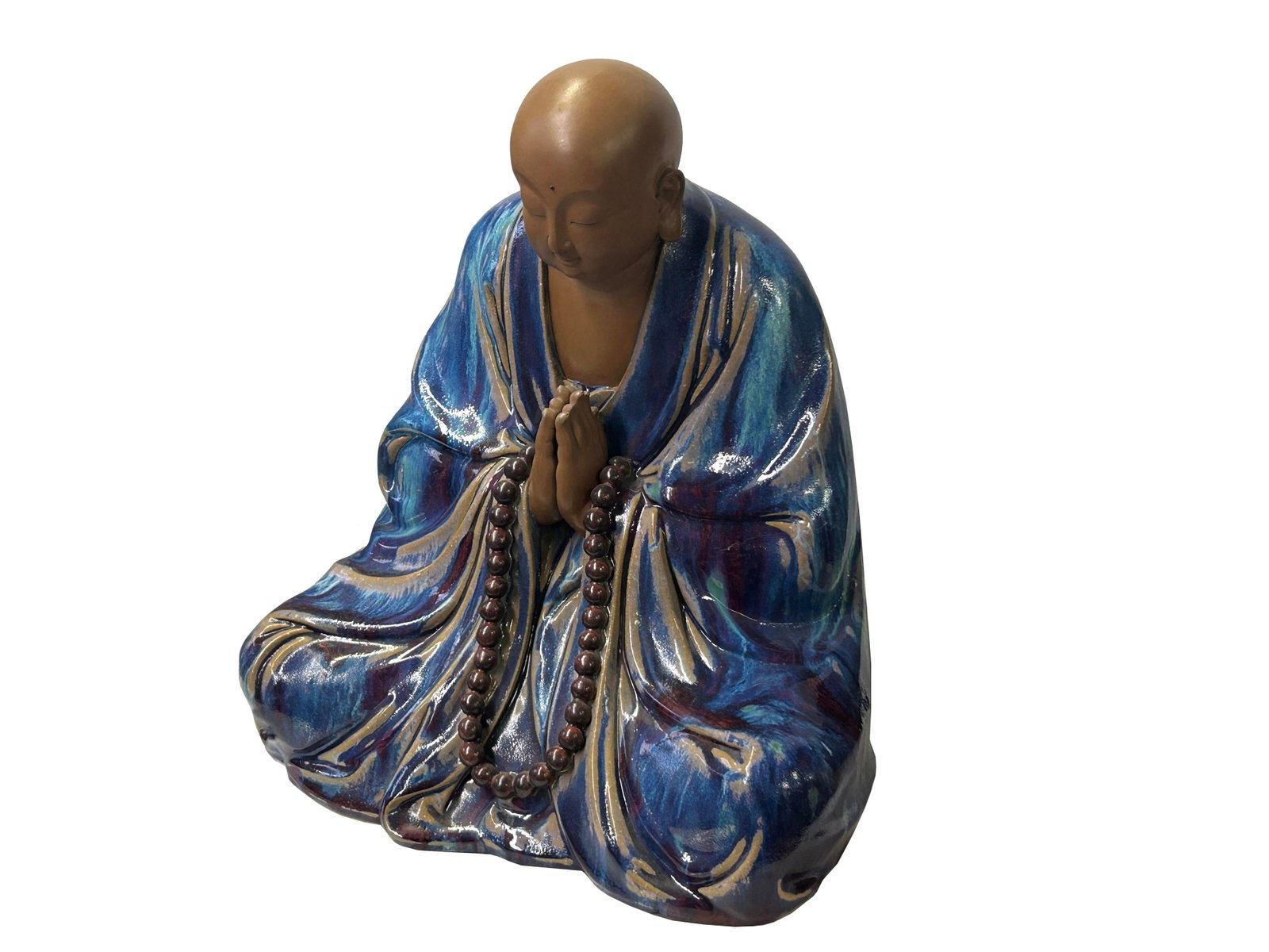 Fine Chinese Shiwan-Style Ceramic Luohan Amitabha in Deep Sea Glaze - 9