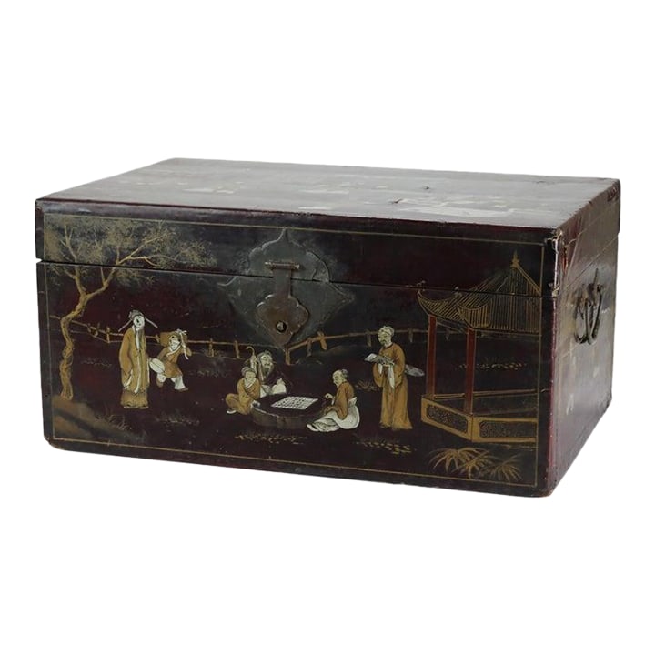 Antique Chinese Polychromed Chinoiserie Document Box C1890 (1 of 16)