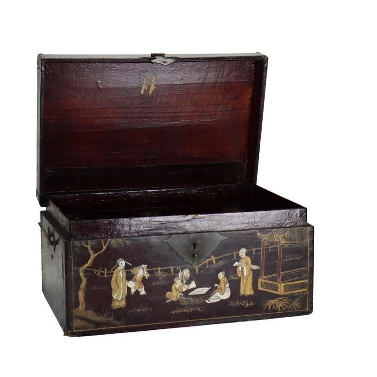 Antique Chinese Polychromed Chinoiserie Document Box C1890 - 2