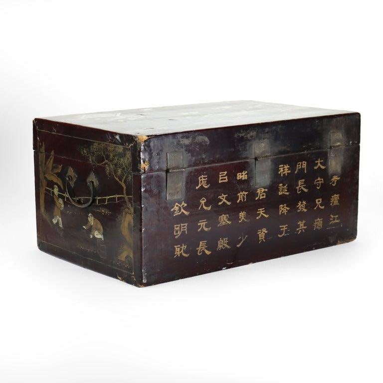 Antique Chinese Polychromed Chinoiserie Document Box C1890 - 6