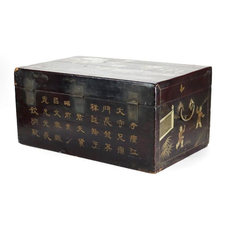 Antique Chinese Polychromed Chinoiserie Document Box C1890 - 7