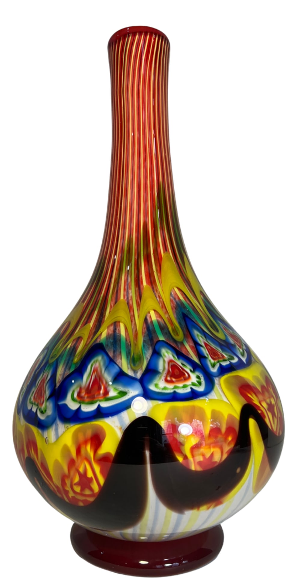 18 Inch Tall Mid-Century Murano Millefiori Polychrome Art Glass Vase - 10