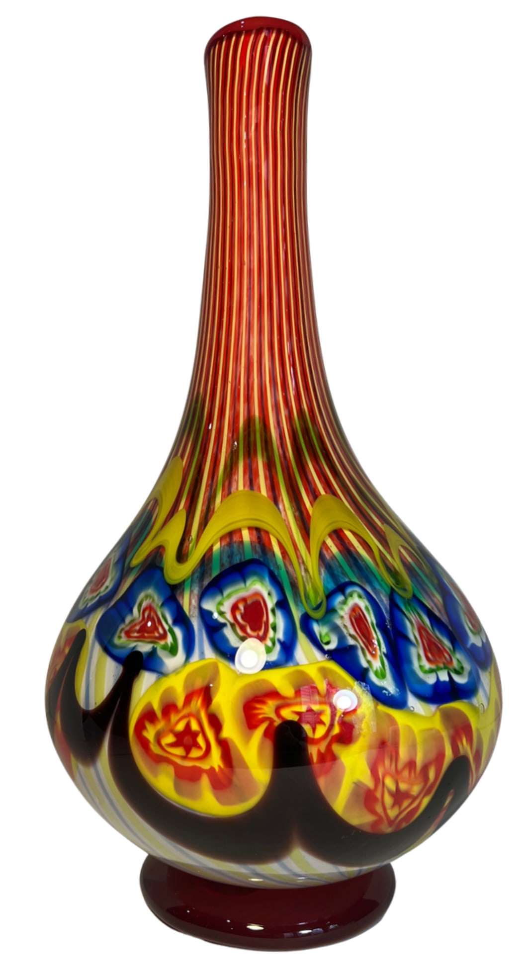 18 Inch Tall Mid-Century Murano Millefiori Polychrome Art Glass Vase - 12