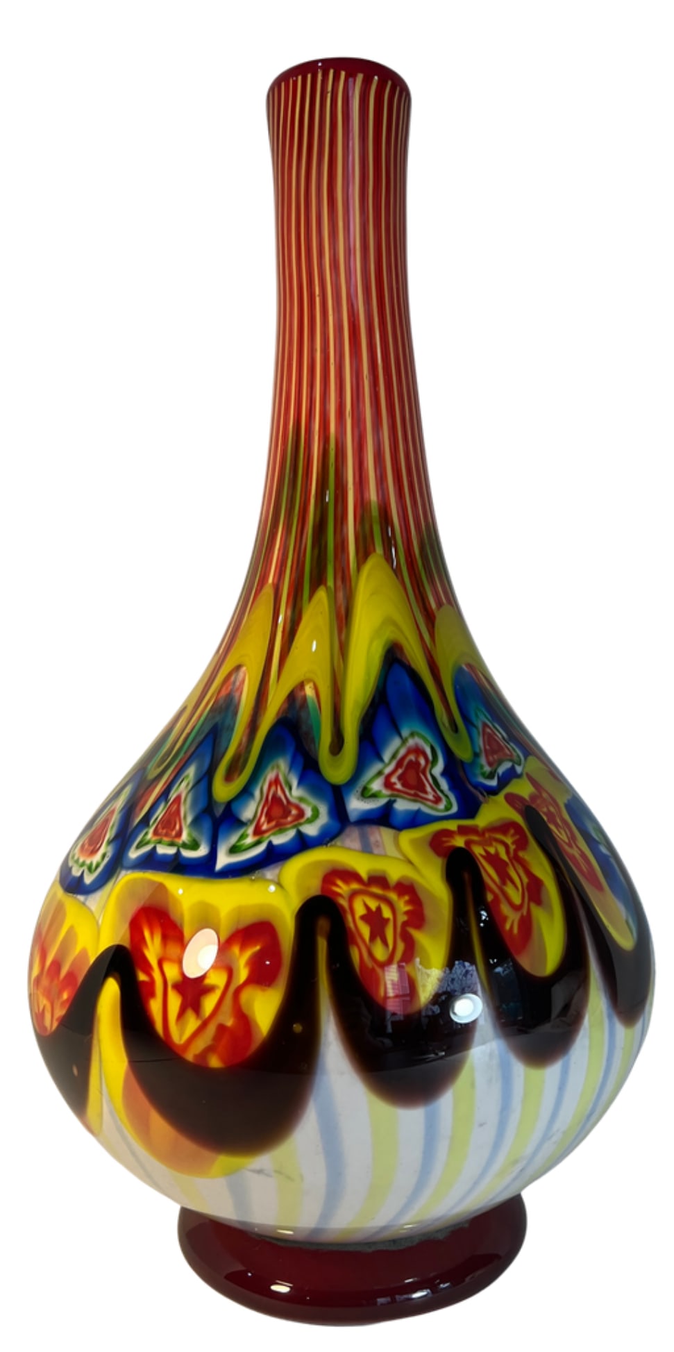 18 Inch Tall Mid-Century Murano Millefiori Polychrome Art Glass Vase - 13