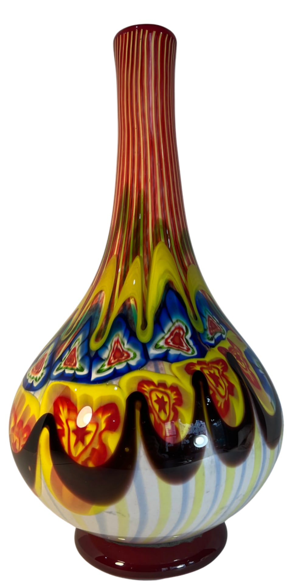 18 Inch Tall Mid-Century Murano Millefiori Polychrome Art Glass Vase - 14