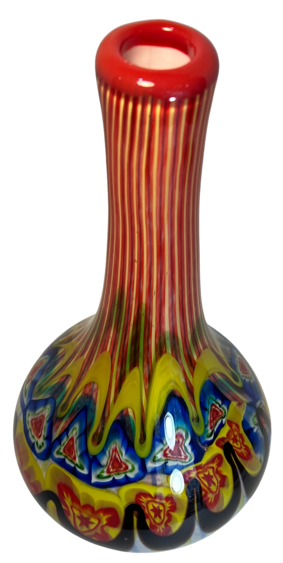 18 Inch Tall Mid-Century Murano Millefiori Polychrome Art Glass Vase - 15