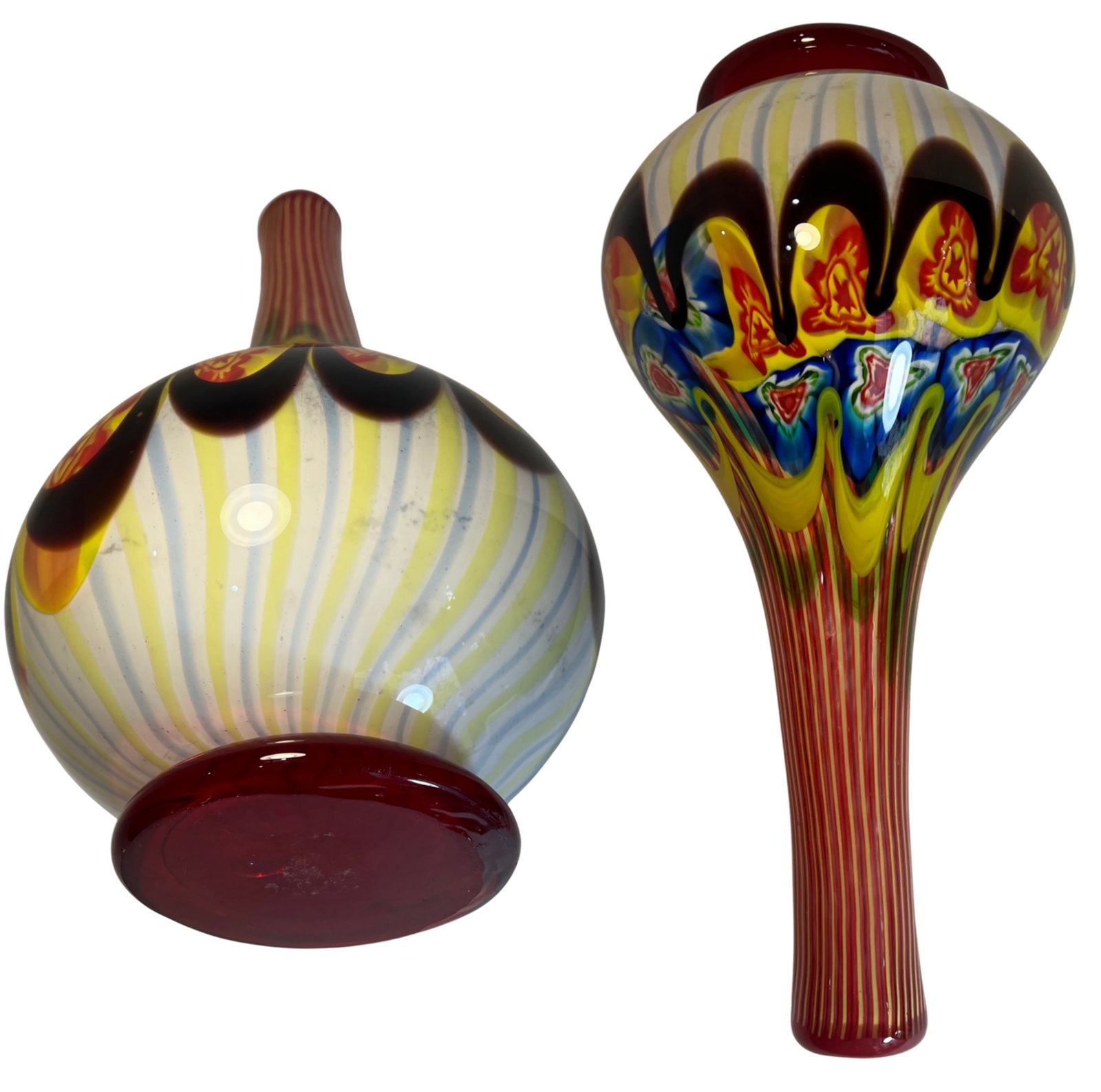 18 Inch Tall Mid-Century Murano Millefiori Polychrome Art Glass Vase - 17