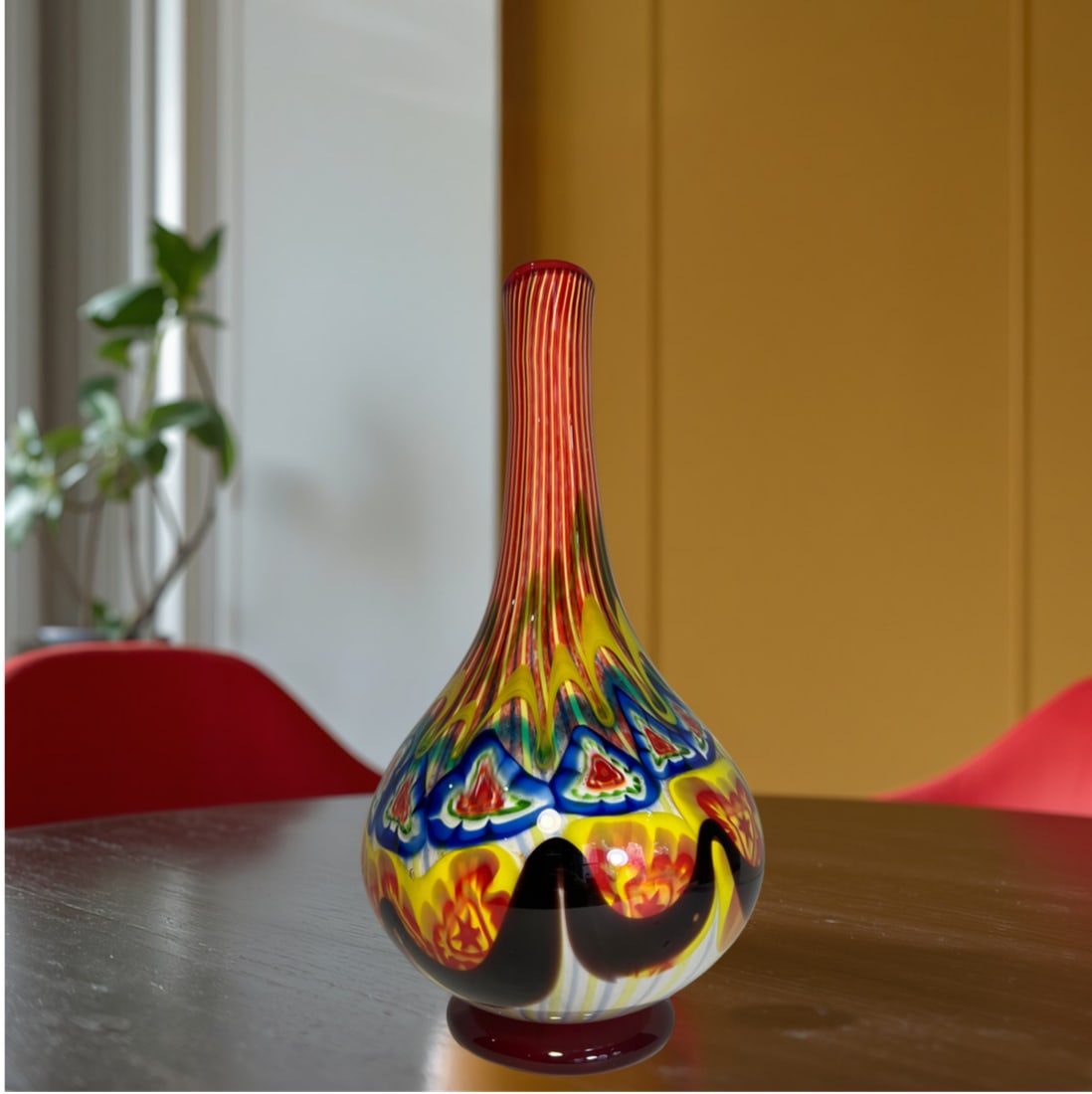18 Inch Tall Mid-Century Murano Millefiori Polychrome Art Glass Vase - 8