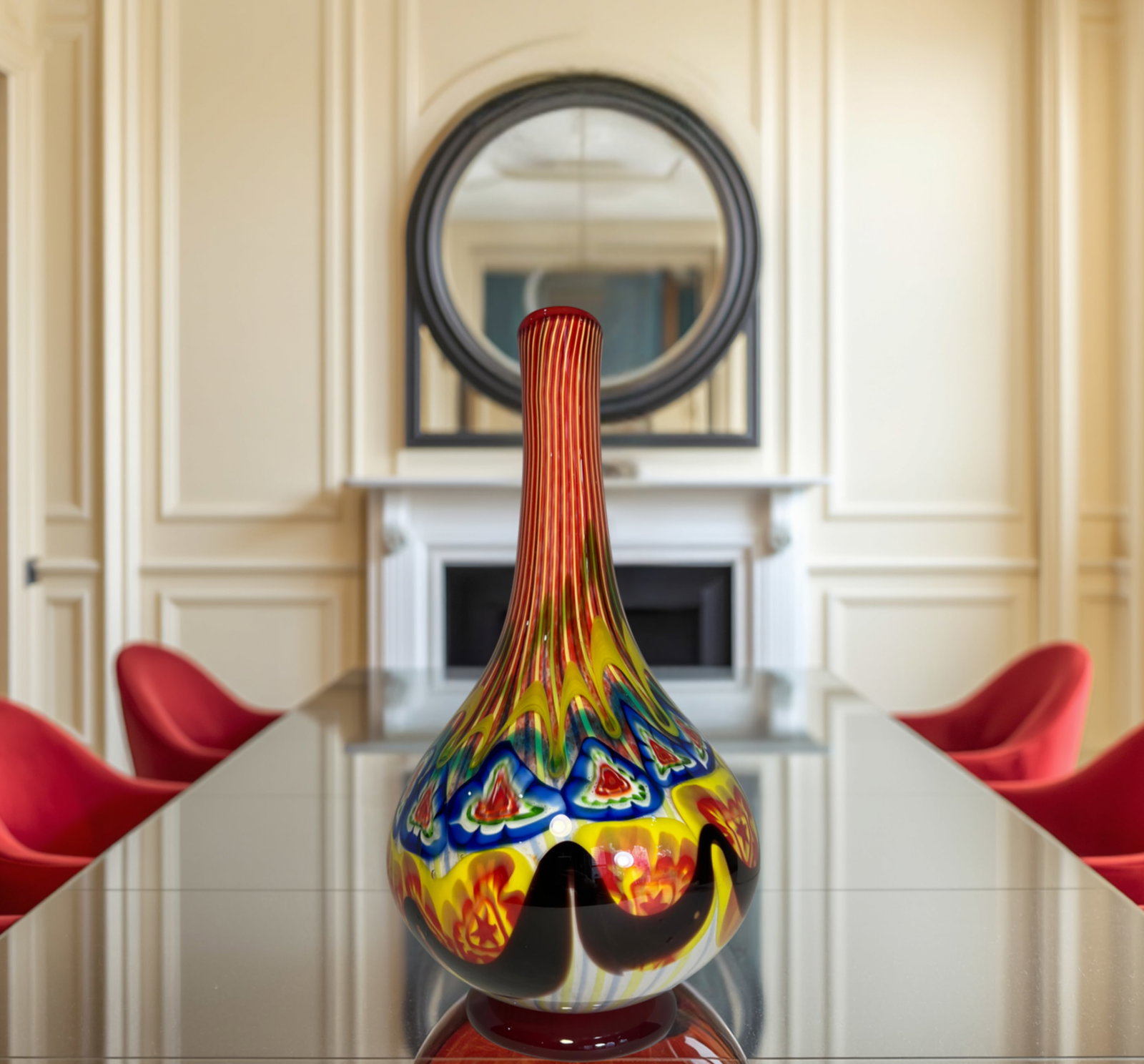 18 Inch Tall Mid-Century Murano Millefiori Polychrome Art Glass Vase - 9