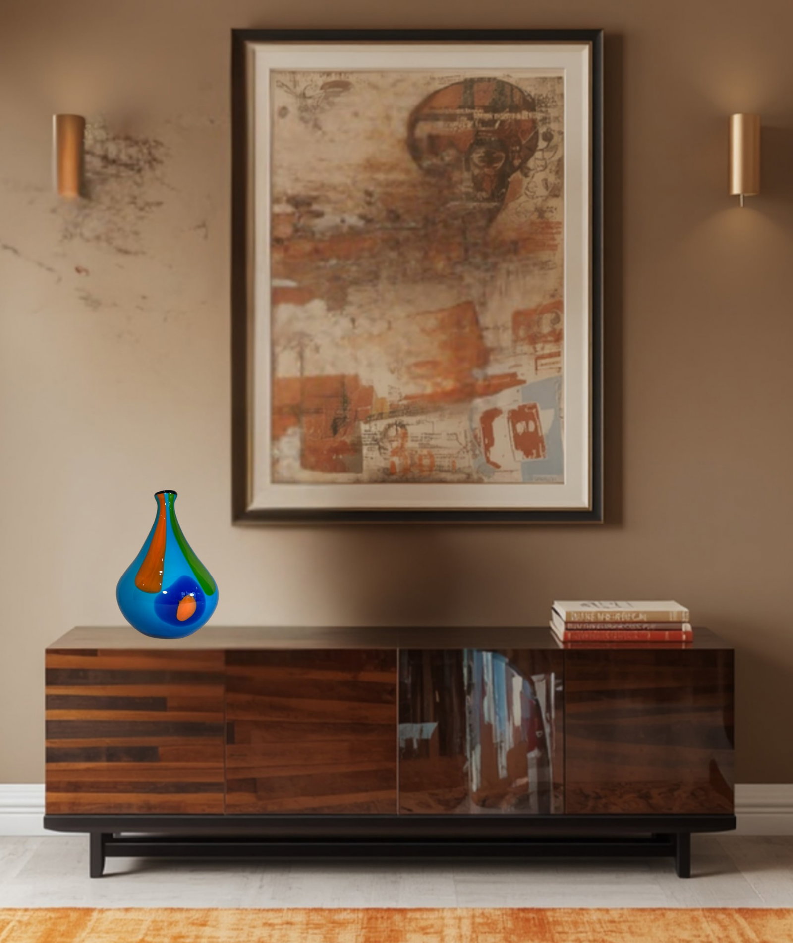 In. Tall Murano Multicolor Tear Shaped Art Glass Vase - 10