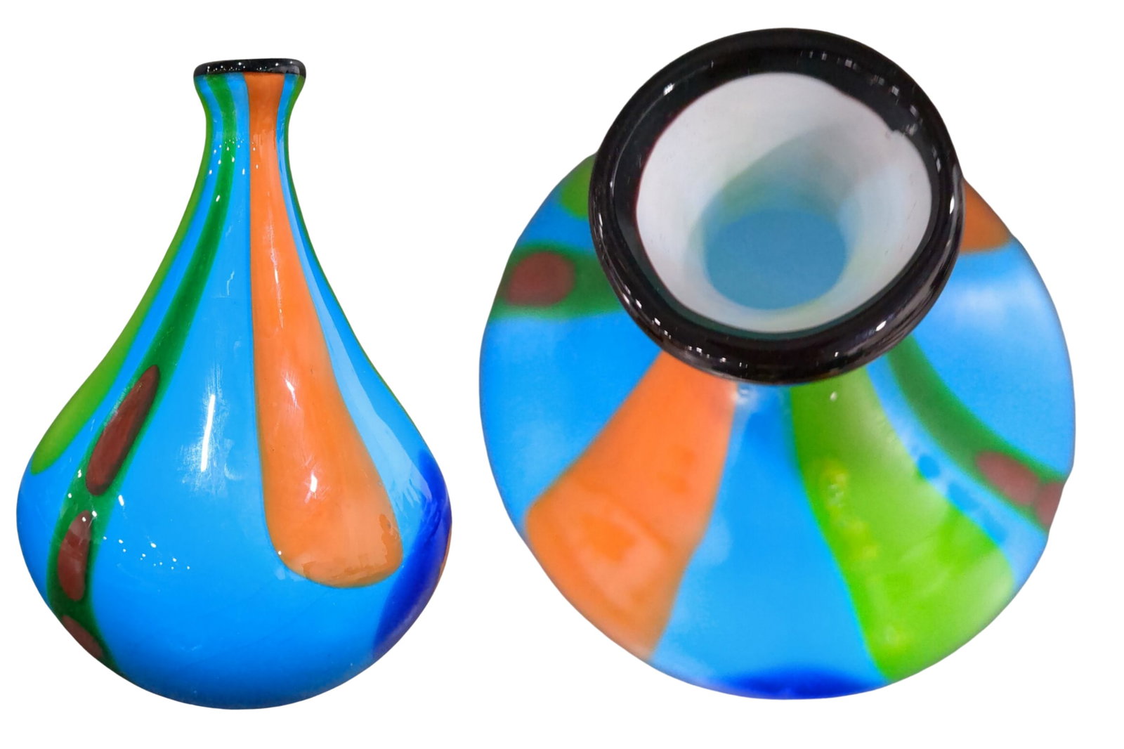 In. Tall Murano Multicolor Tear Shaped Art Glass Vase - 15