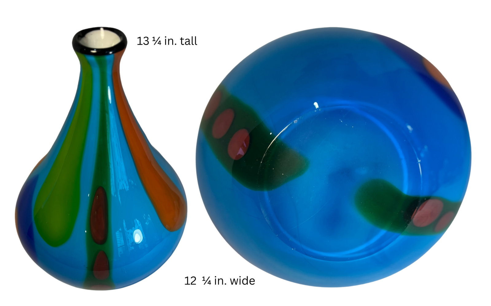In. Tall Murano Multicolor Tear Shaped Art Glass Vase - 16