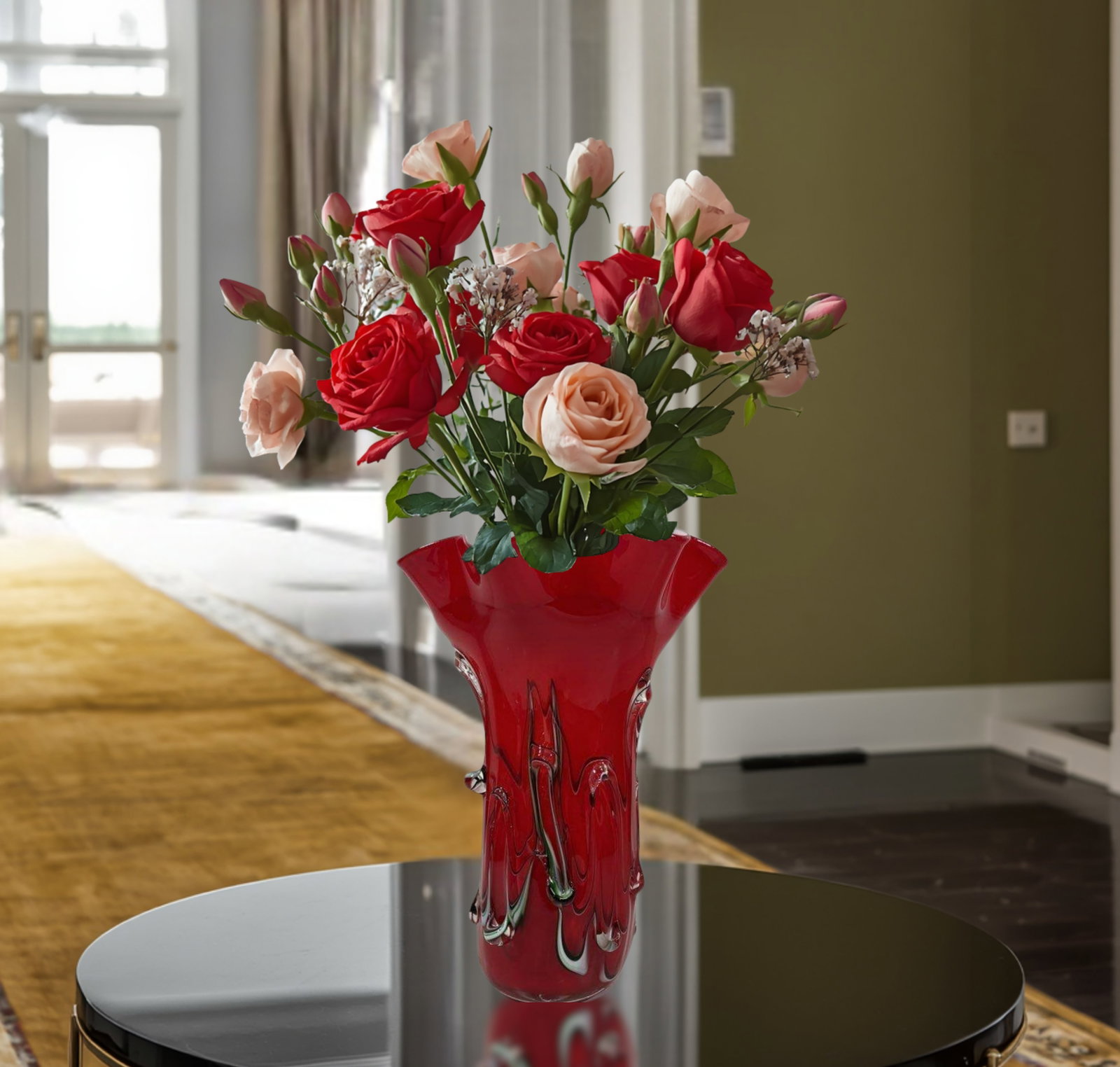 Vintage Fazzoletto Murano Textured Red Art Glass Vase - 7