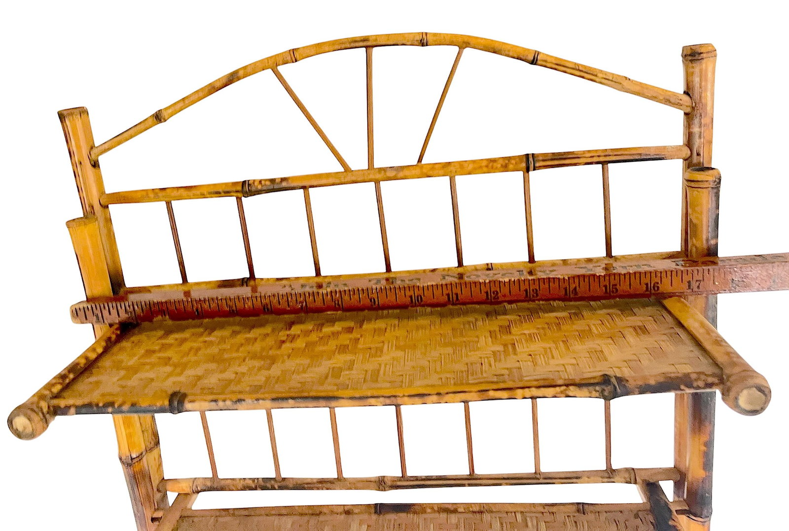 Vintage Burnt Bamboo Wall Shelf With Towel Rack in the French Colonial Style - 8