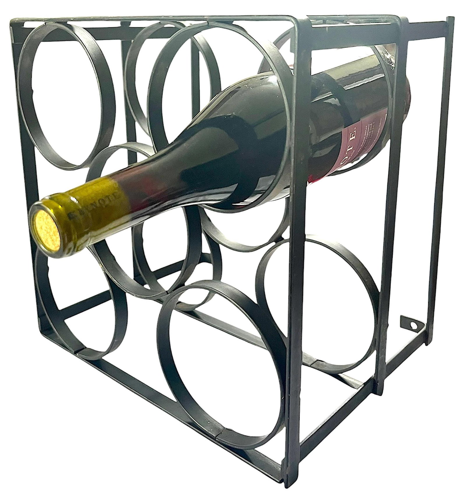 Vintage Mid-Century Modern Geometric Iron Wall-Mount 5 Bottle Wine Rack - 2