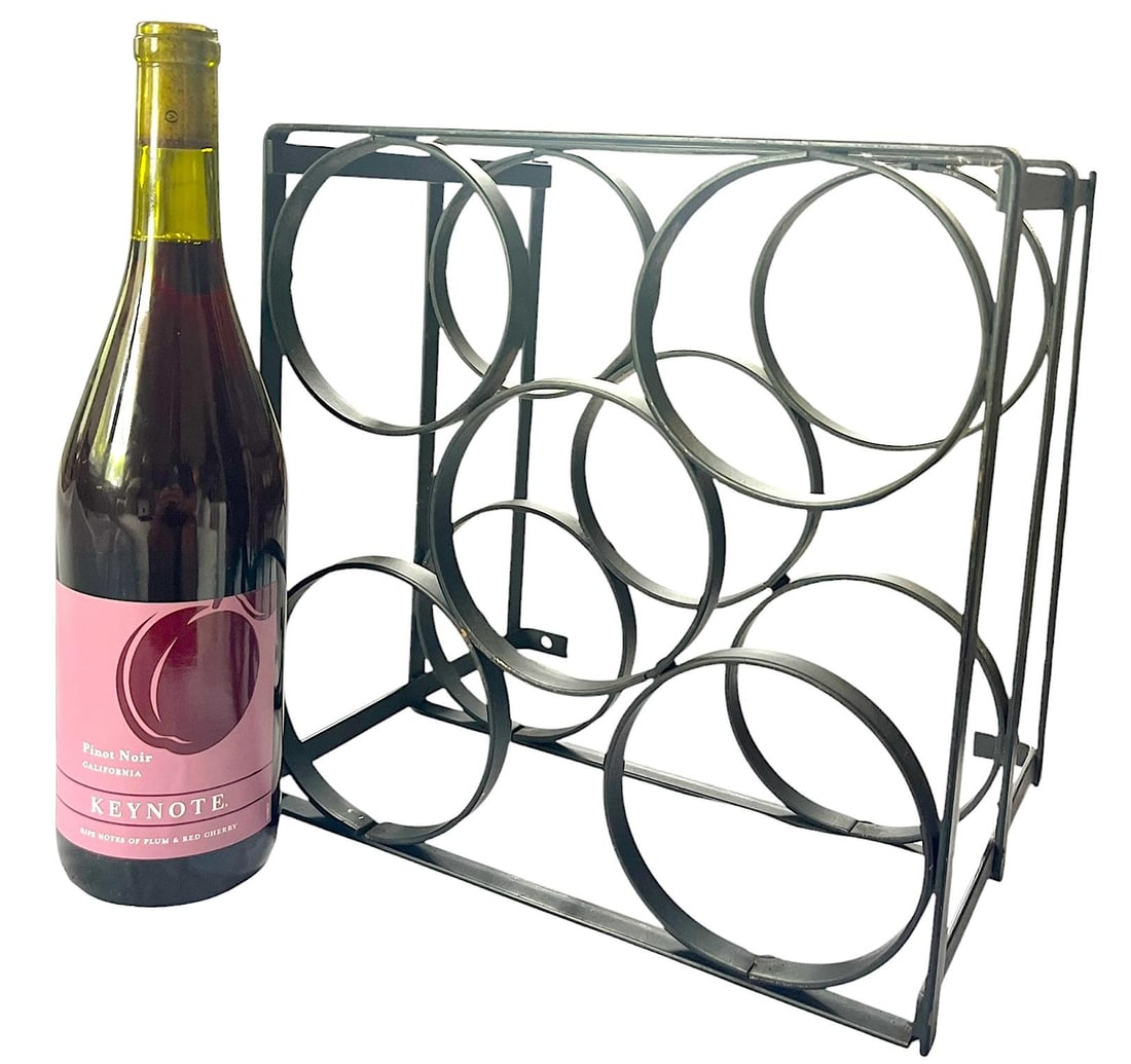 Vintage Mid-Century Modern Geometric Iron Wall-Mount 5 Bottle Wine Rack - 3