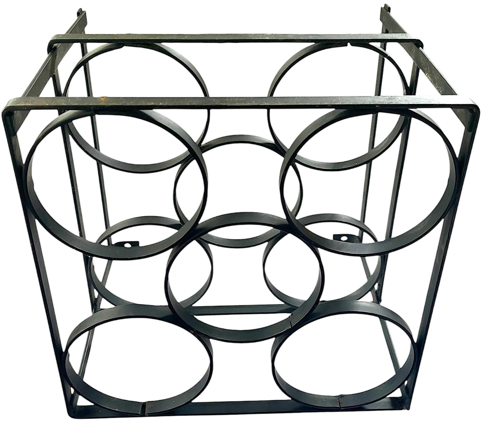 Vintage Mid-Century Modern Geometric Iron Wall-Mount 5 Bottle Wine Rack - 4