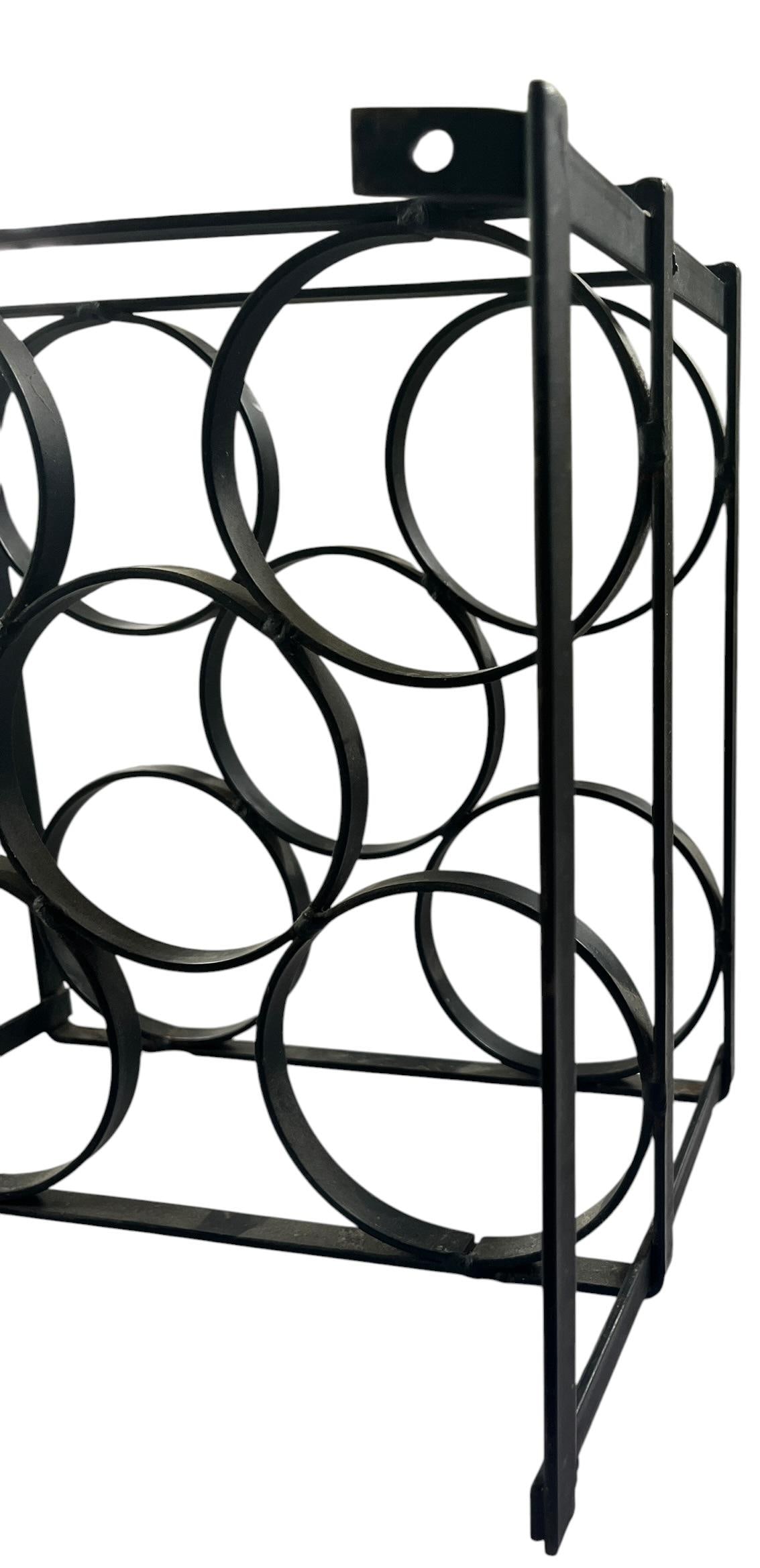 Vintage Mid-Century Modern Geometric Iron Wall-Mount 5 Bottle Wine Rack - 5